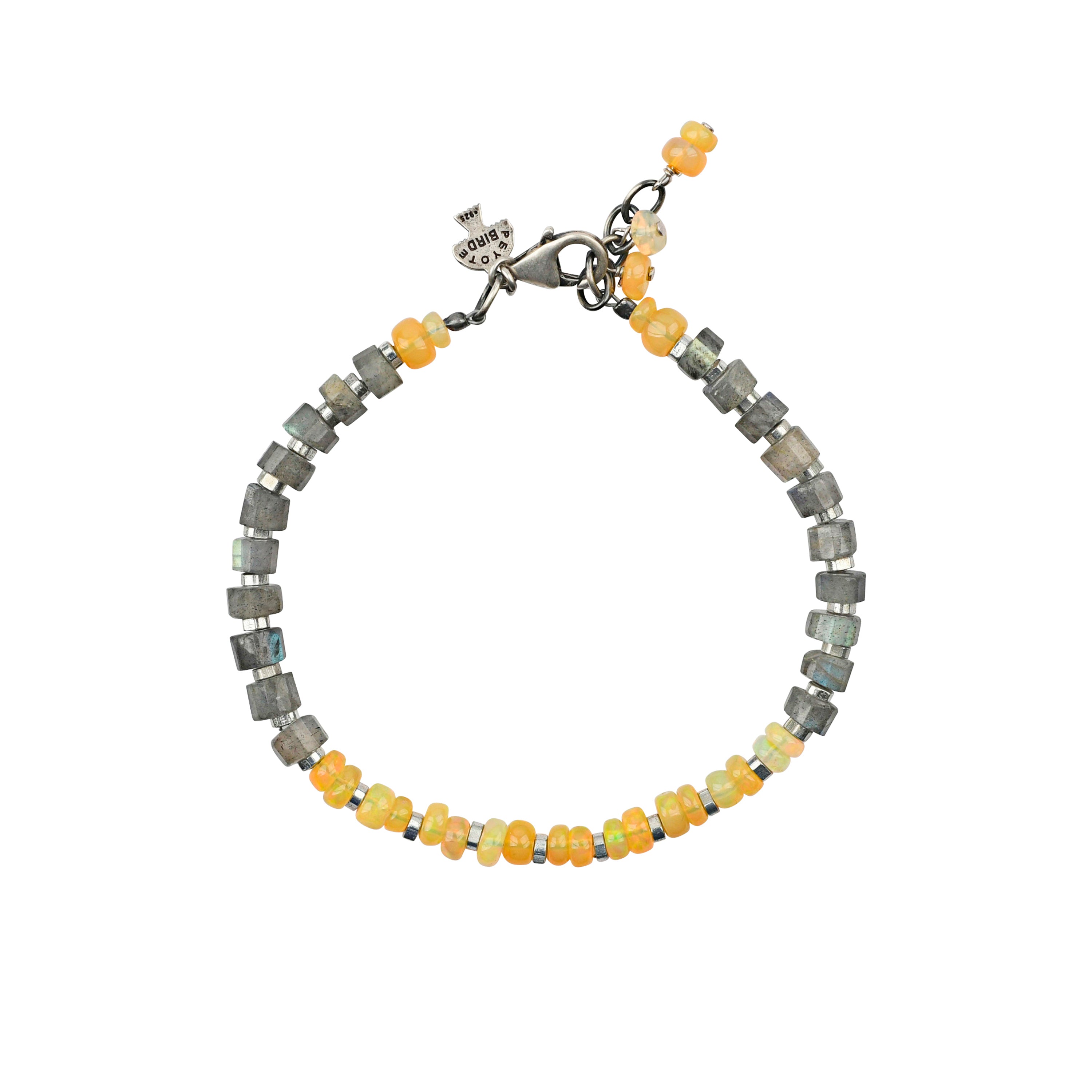 Labradorite and opal beaded bracelet