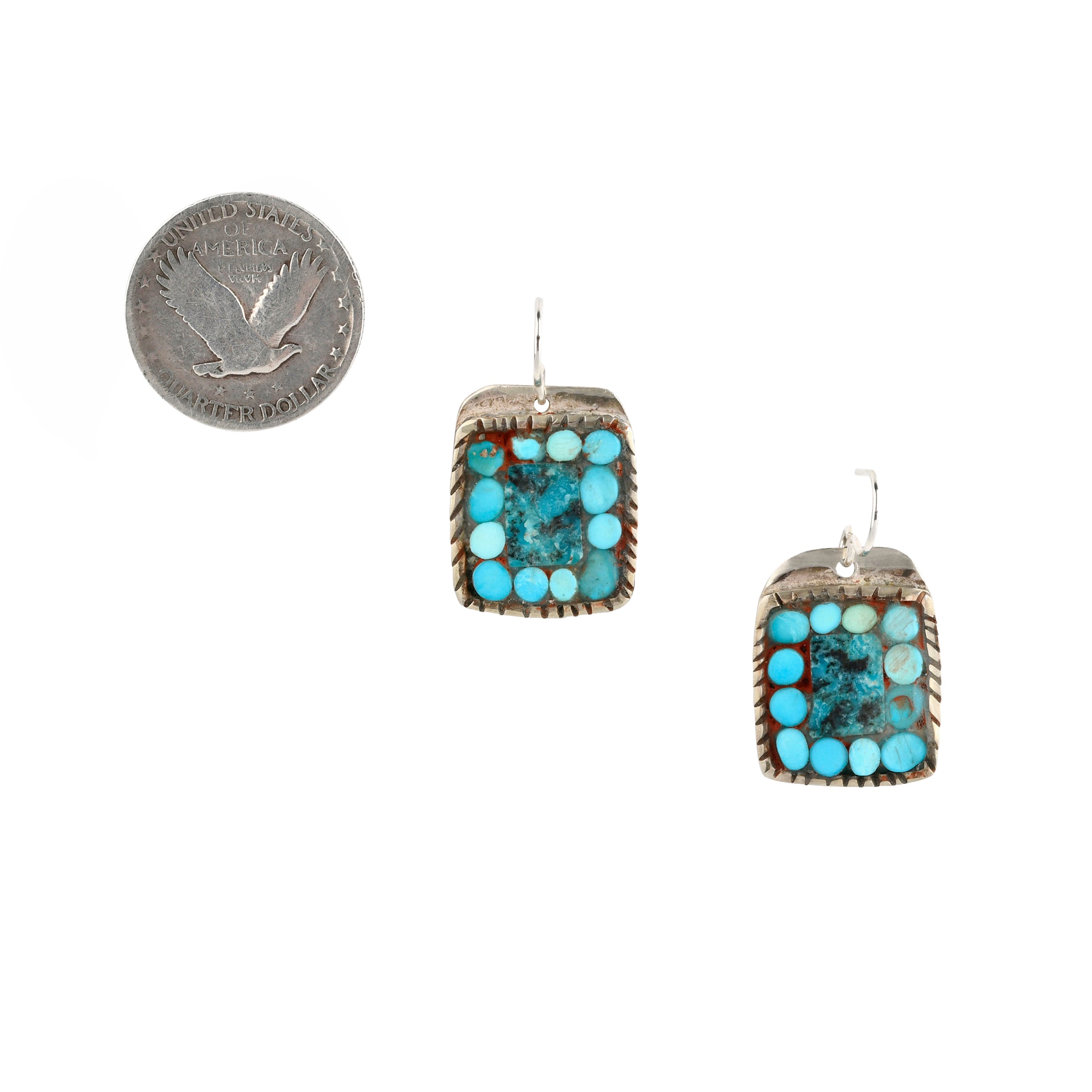 handmade blue turquoise drop earrings on sterling silver