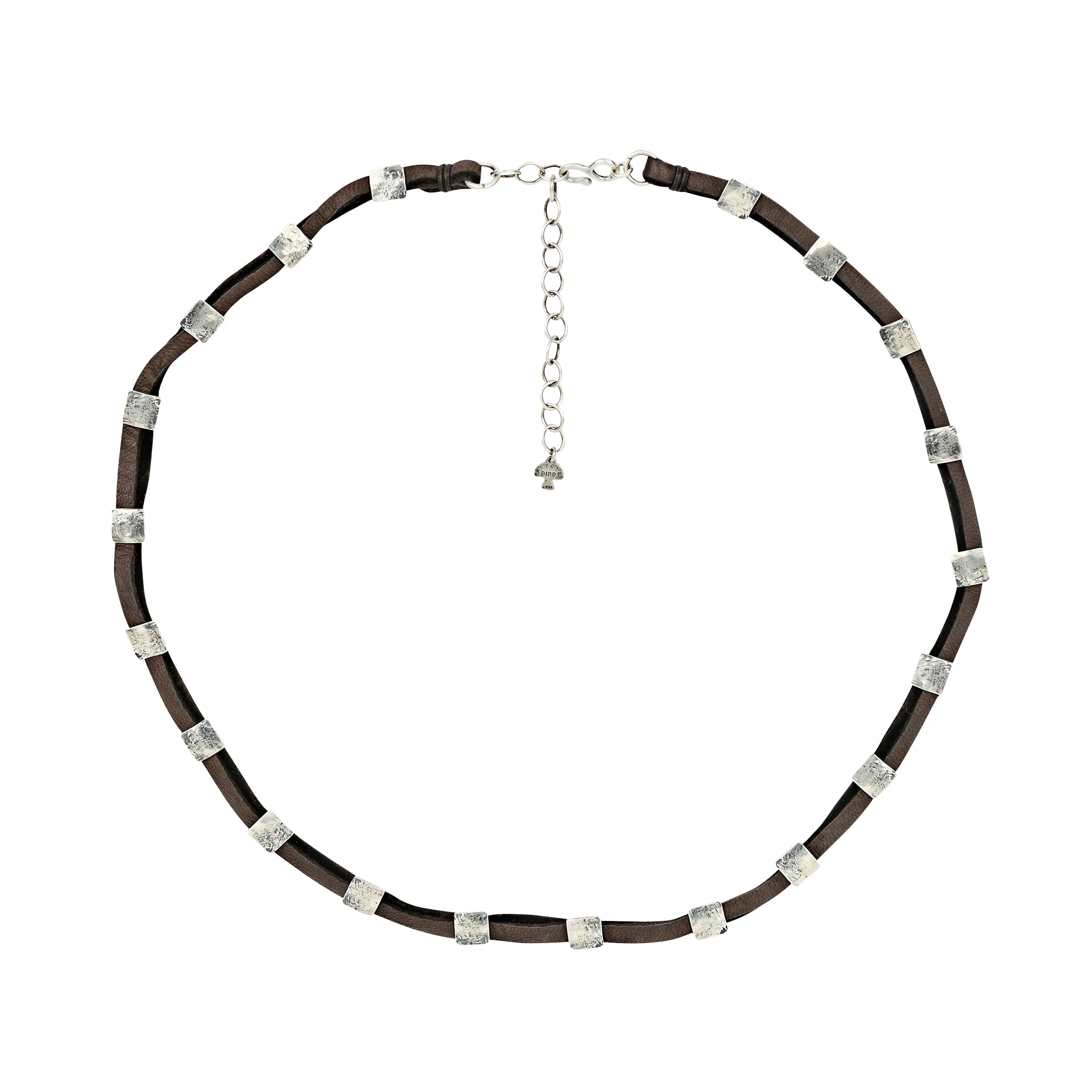 Brown deer skin leather with silver concho hatband