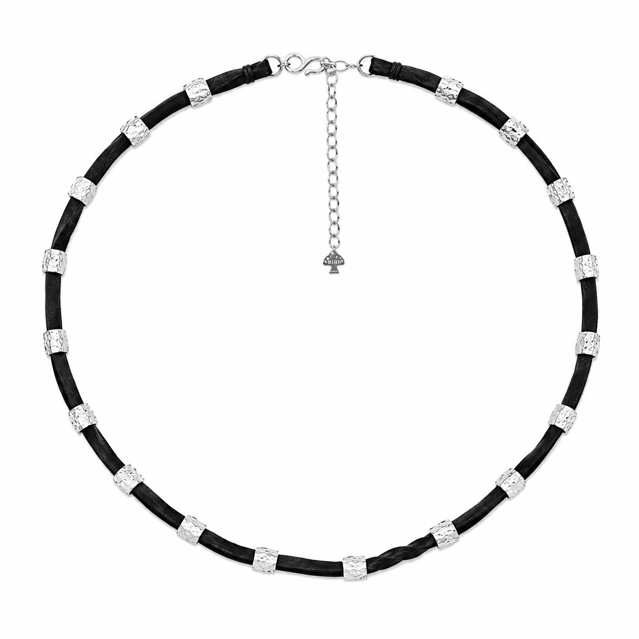 Black deer skin leather hatband with silver conchos