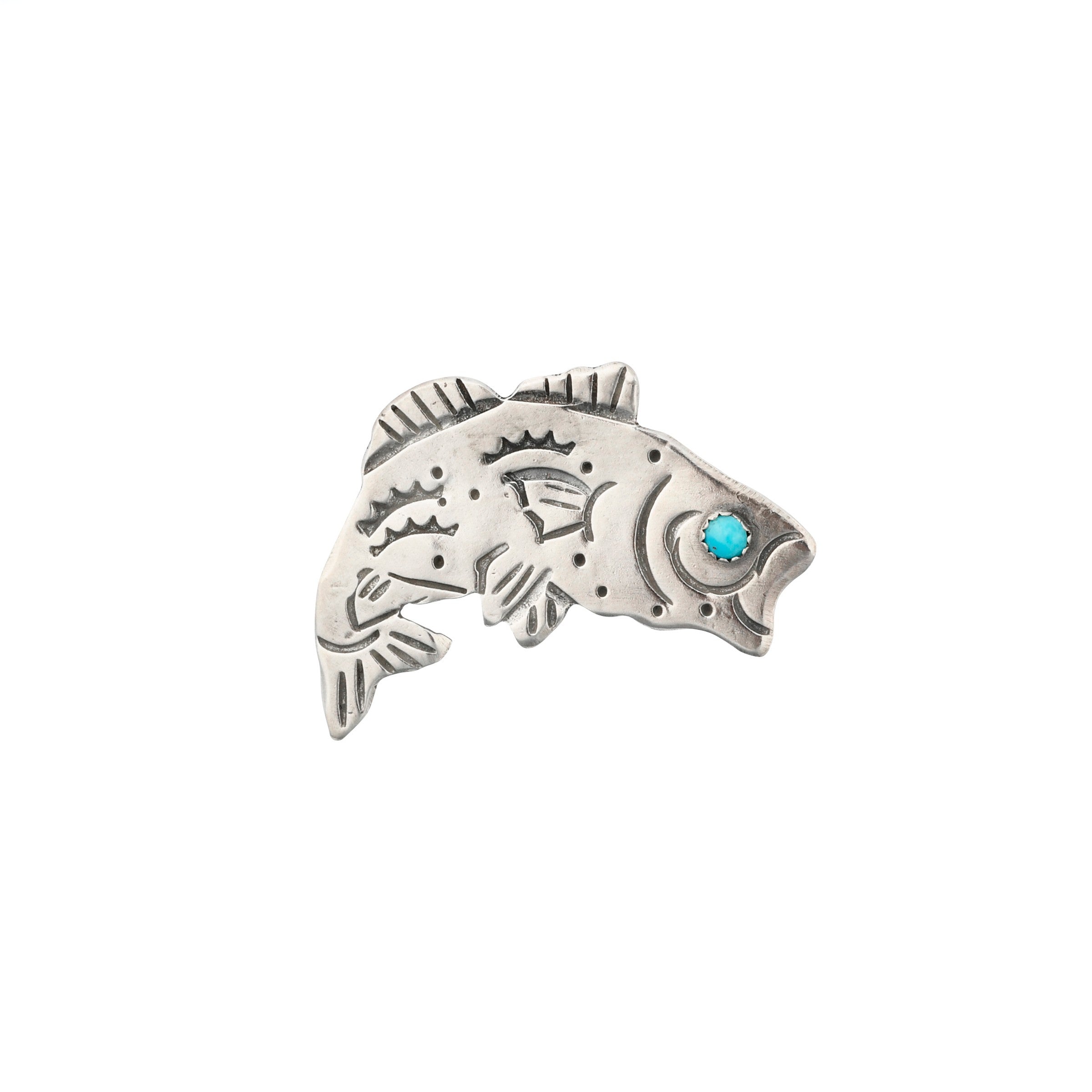 sterling silver joe eby bass pin with turquoise