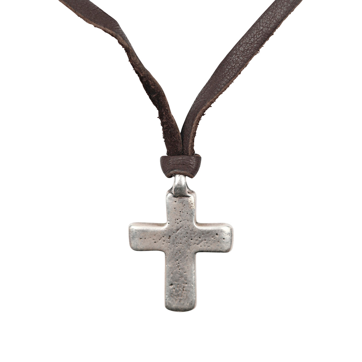 Peyote Bird Santa Fe with crosses on black braided leather. Sterling glass bead cross necklace for sale main image 3