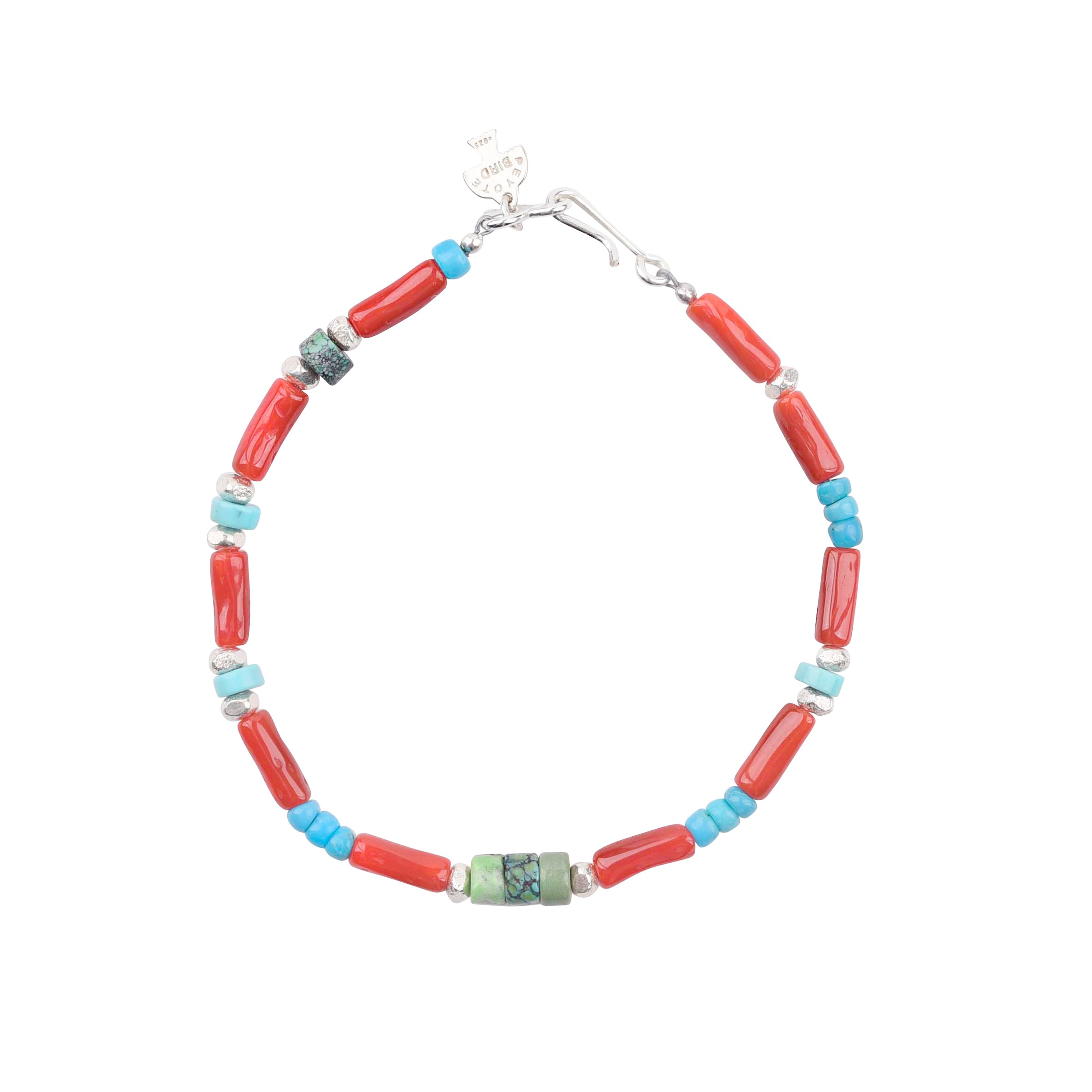 Red Coral and Turquoise Bracelet