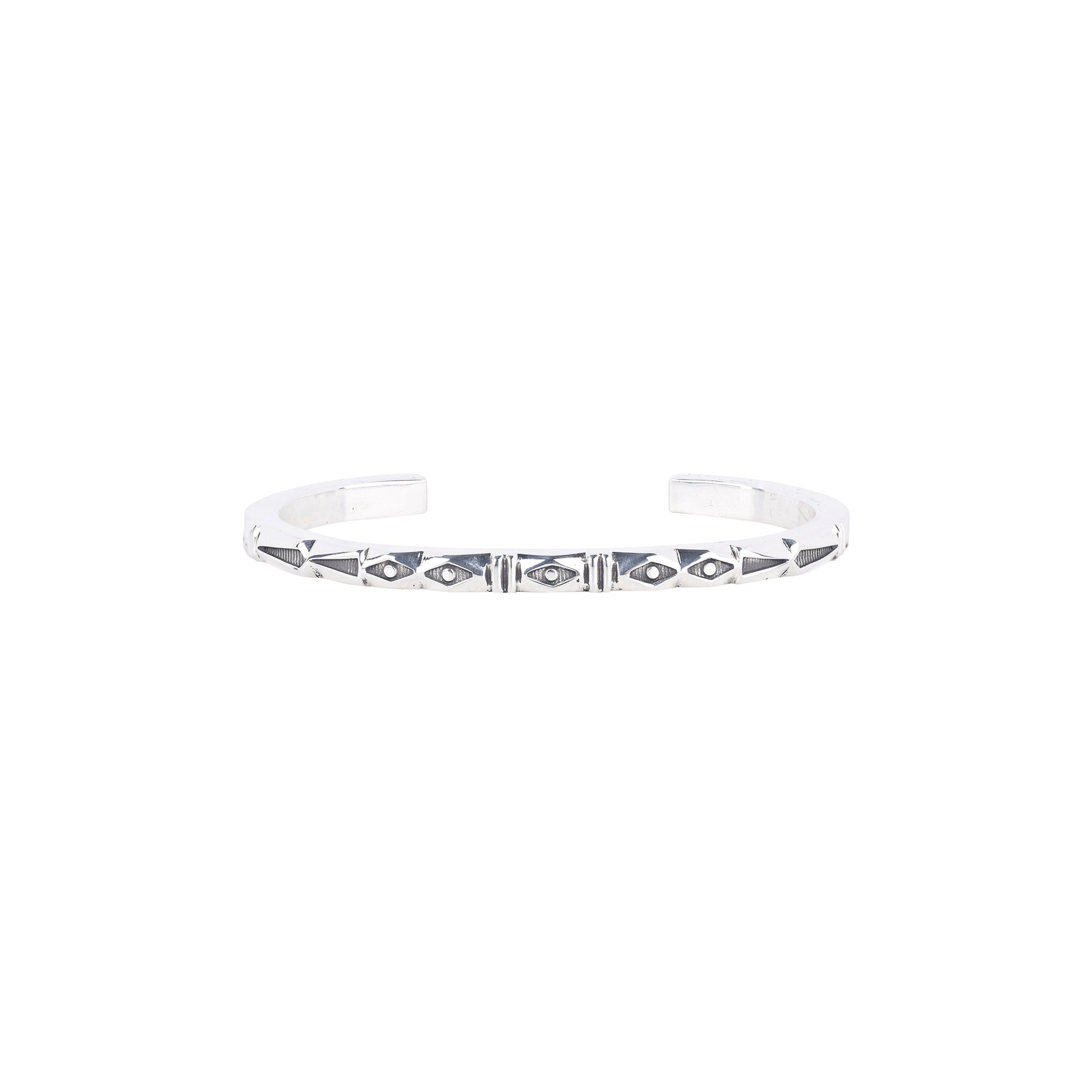 Sterling silver cuff stamped with diamond design.