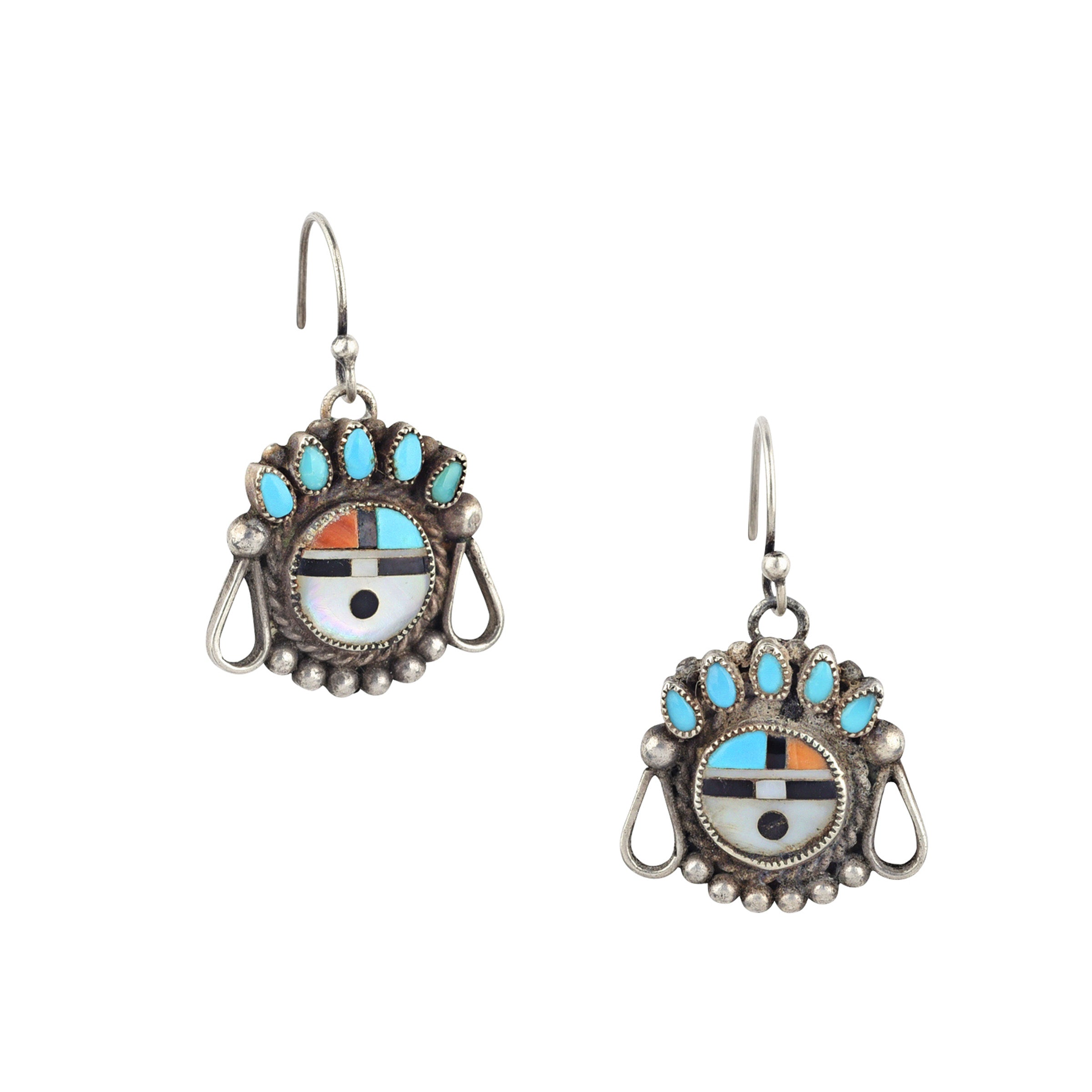 Vintage Zuni Sun-Face Earrings