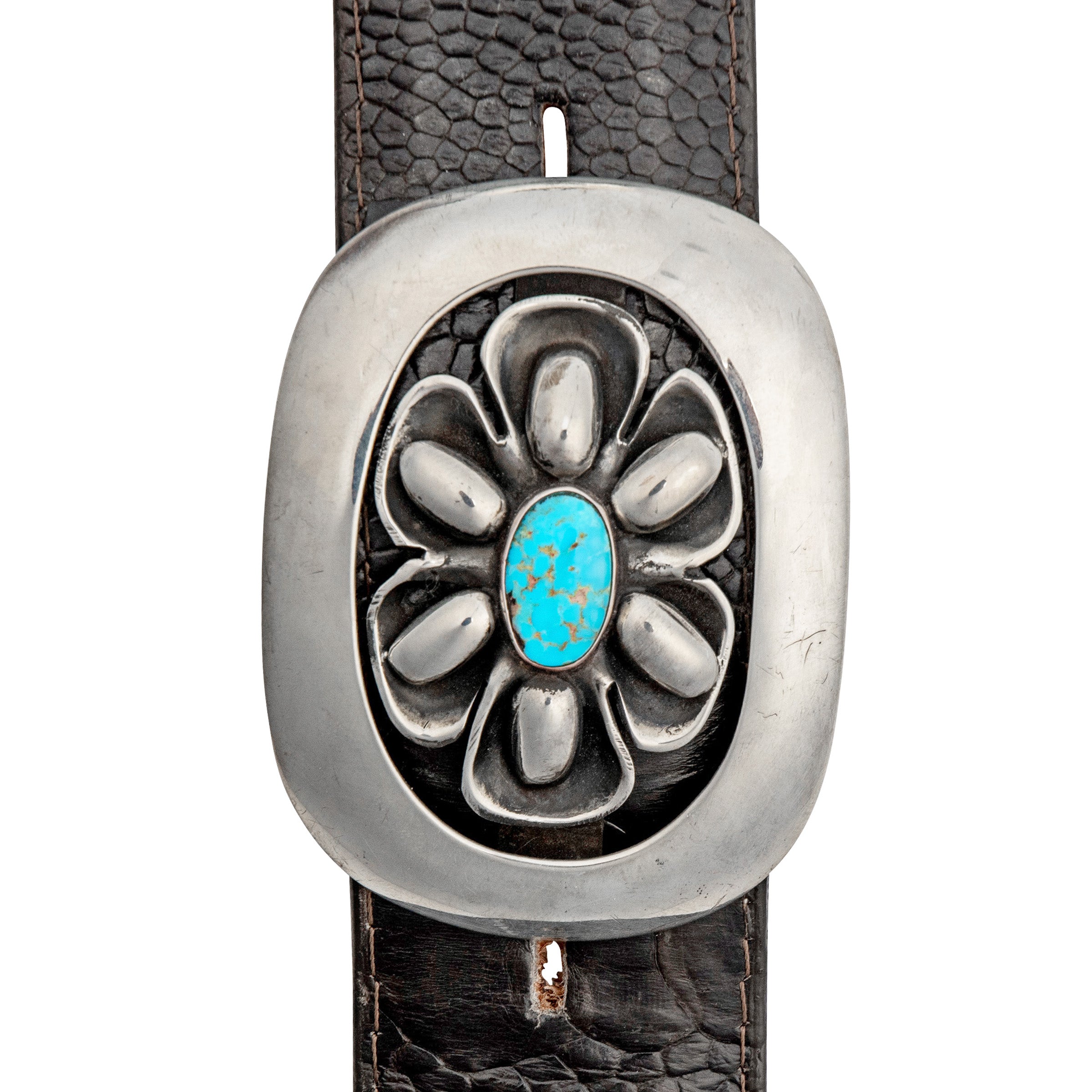 Vintage Flower Motif Turquoise Concho Belt