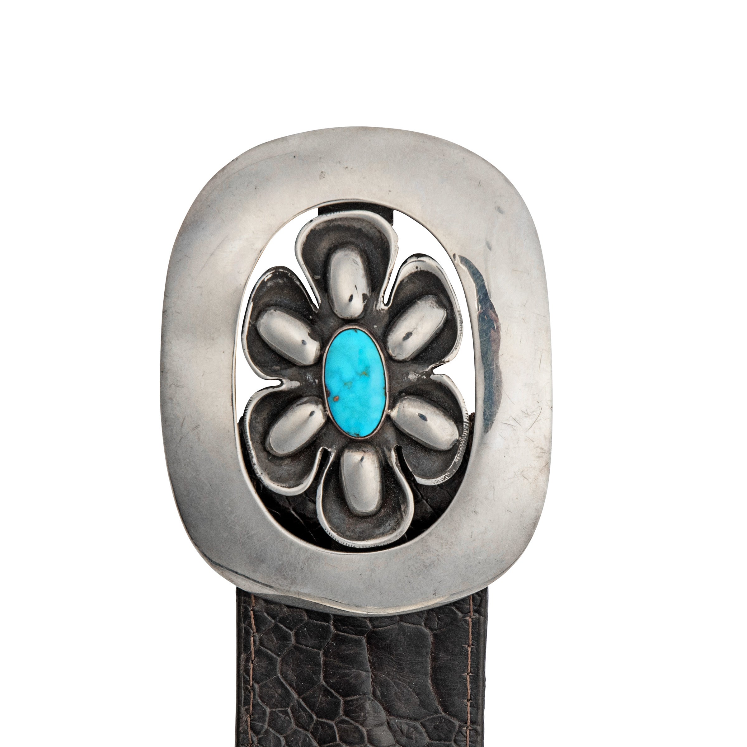 Vintage Flower Motif Turquoise Concho Belt