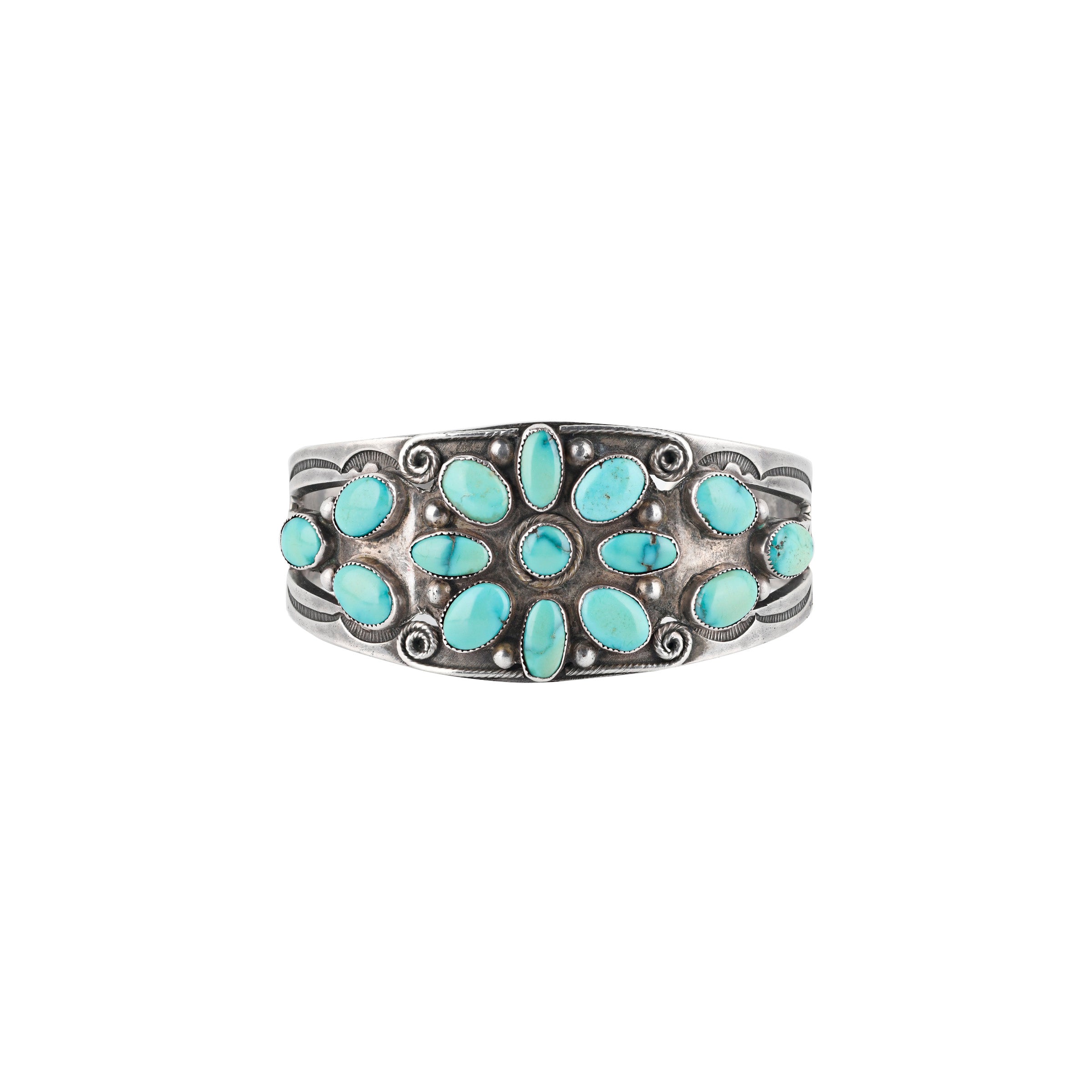 Vintage Navajo Sagebrush Cuff (c.1930's), native, sterling silver, Fox turquoise, made in USA, accessory