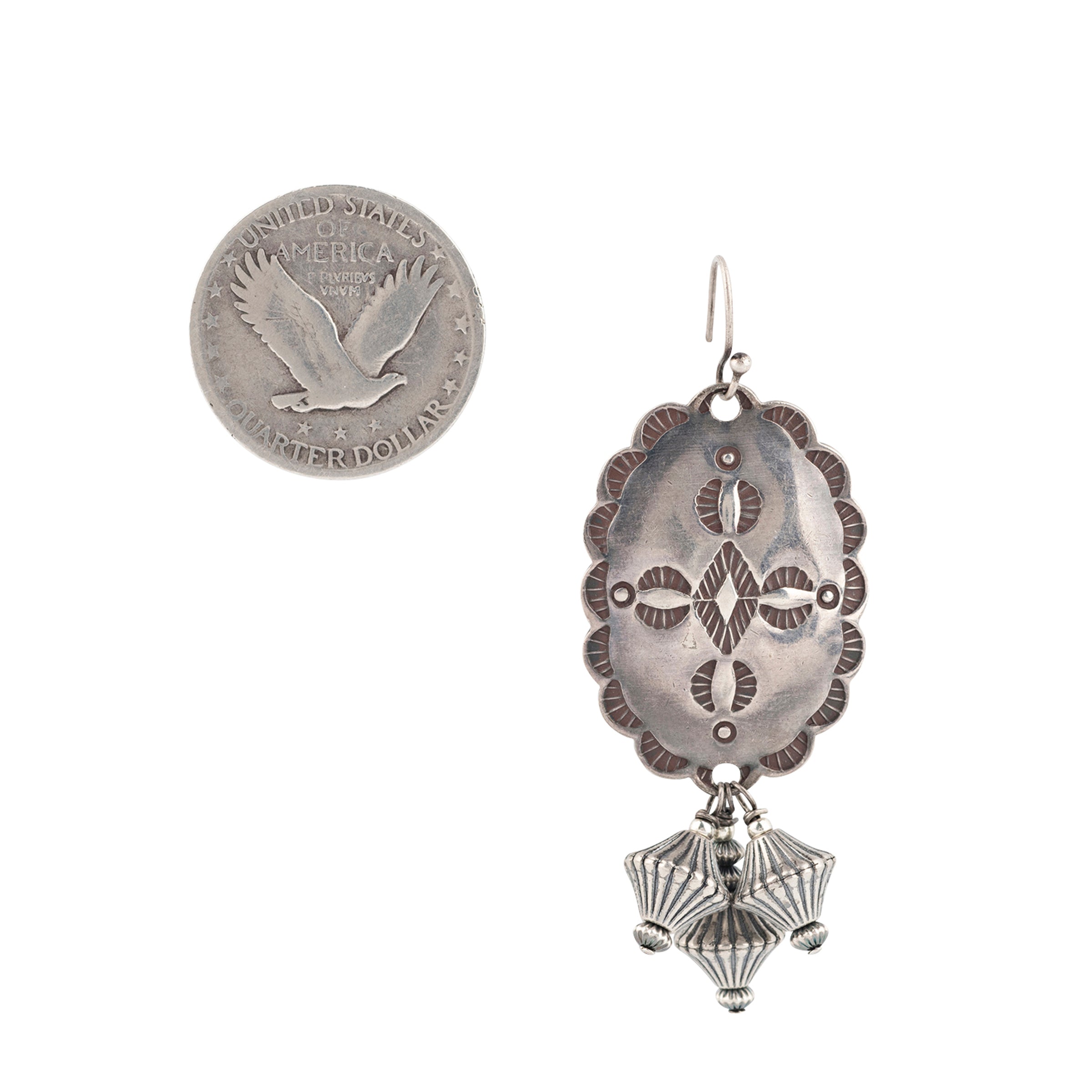 Revival Silver Cactus Earrings, sterling silver, made in USA, accessory, dangle