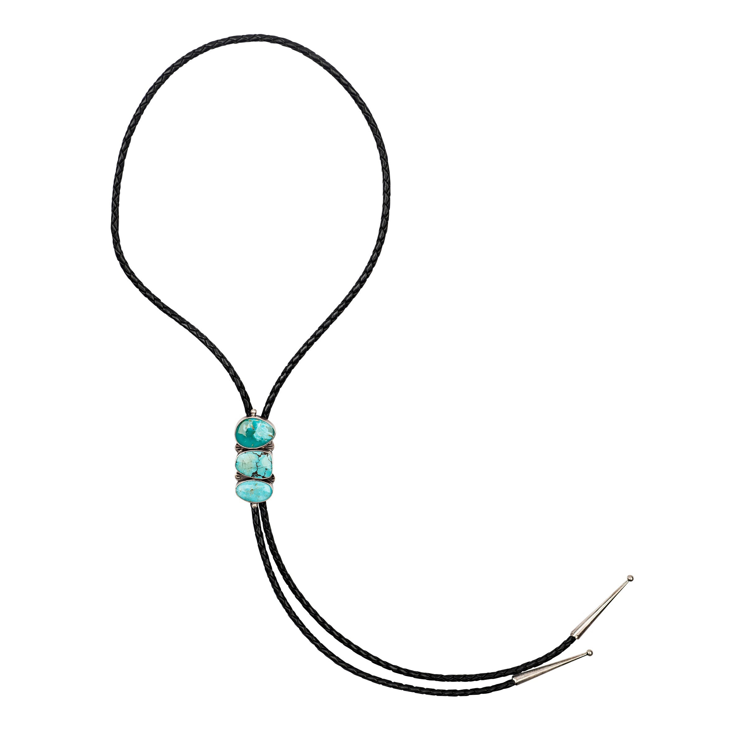 Nomad, bolo, tie, Canyon Crest, Kingman turquoise, sterling silver, Italian leather, accessory