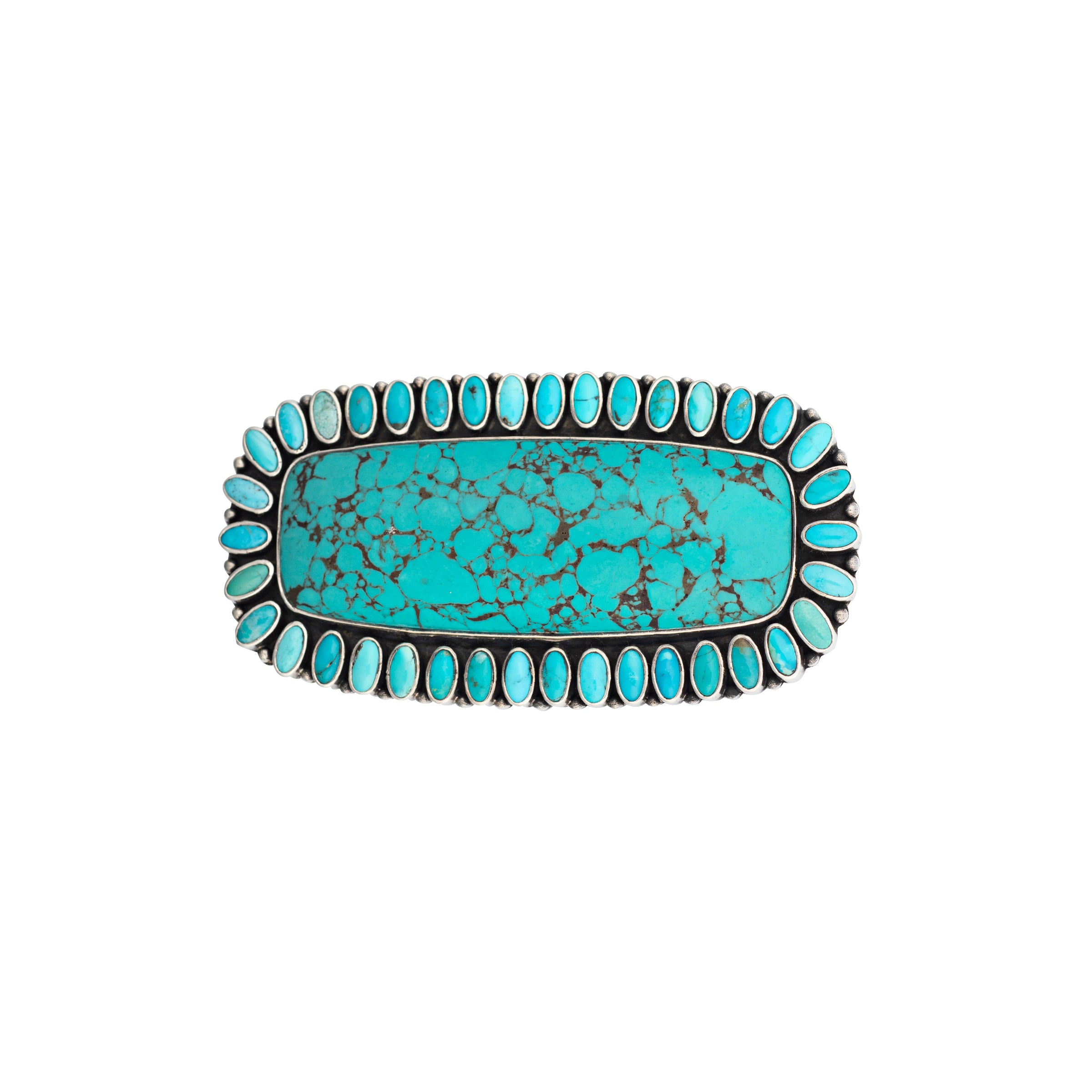 Nomad, Island Cluster, belt buckle, sterling silver, Blue Ridge turquoise, accessory