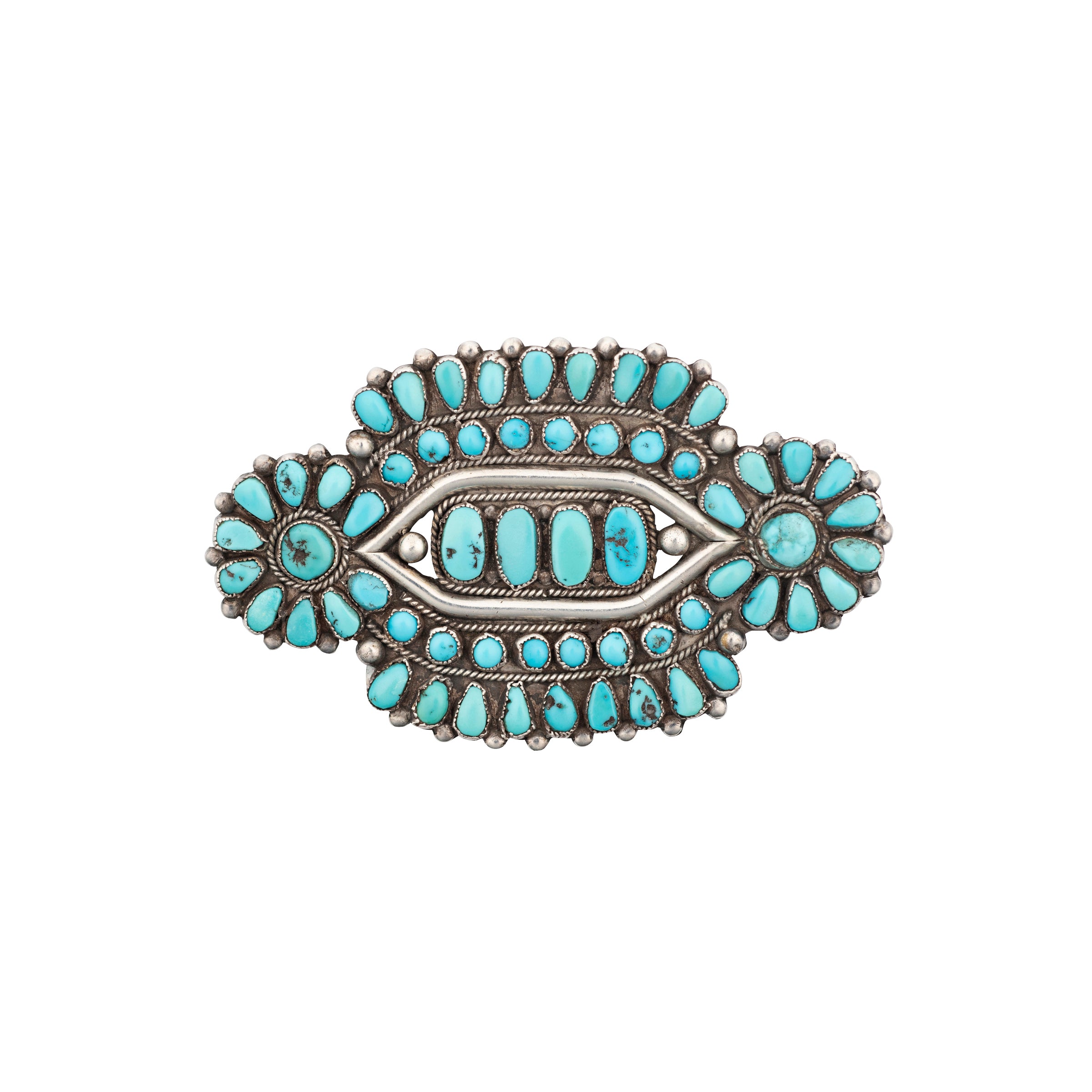 Vintage, Secret Garden, pin, native, Zuni, sterling silver, Natural Nevada turquoise, accessory, made in USA