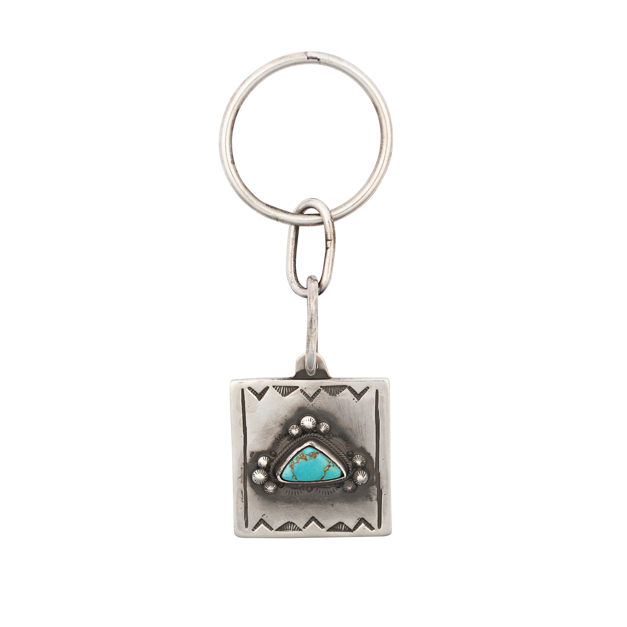 Kim Somers, blue reserve, keychain, sterling silver, natural Kingman turquoise, accessory, made in USA