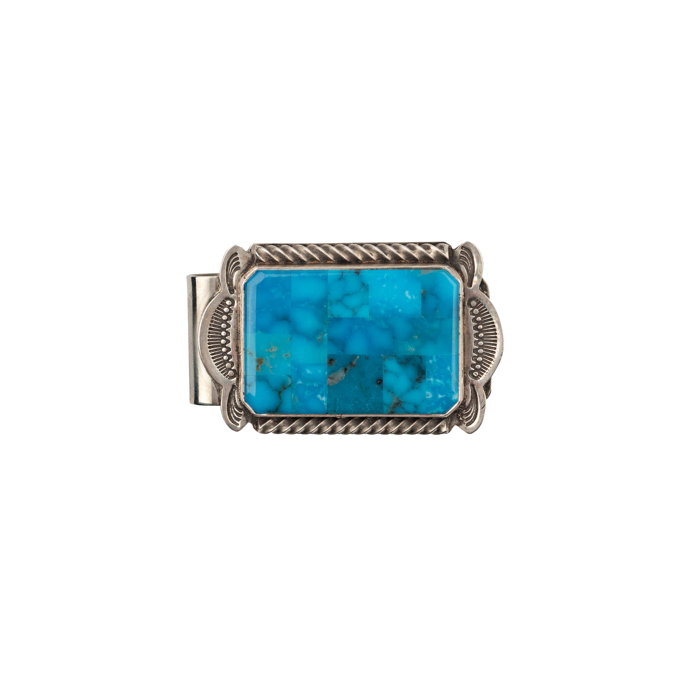 Money clip, Aldrich Art, blue chip, sterling silver, Kingman turquoise, accessory, made in USA, artisan