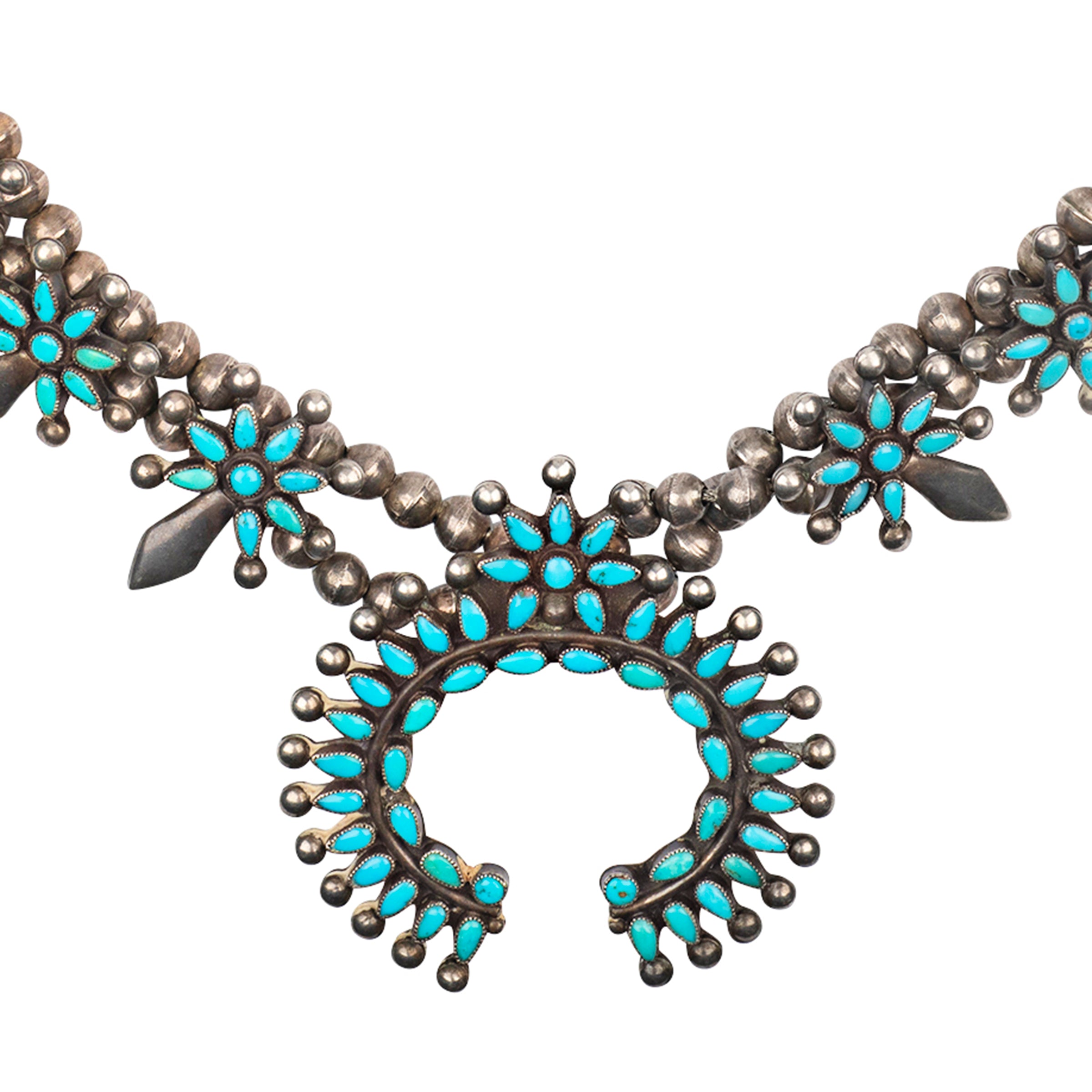 Vintage Zuni Squash Blossom Necklace (c.1940's), native, made in USA, collectors item, statement, accessory, classic, timeless