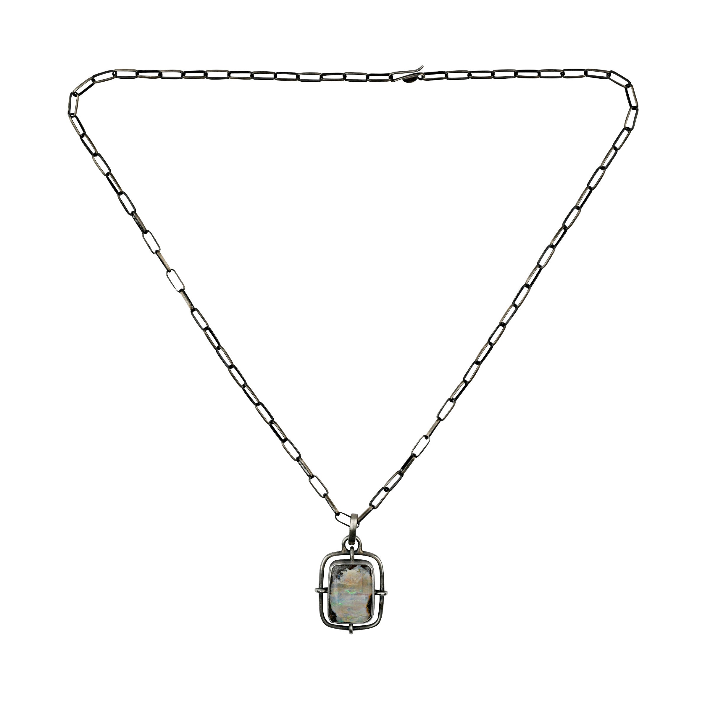 Paperclip Sterling silver chain and pal charm necklace