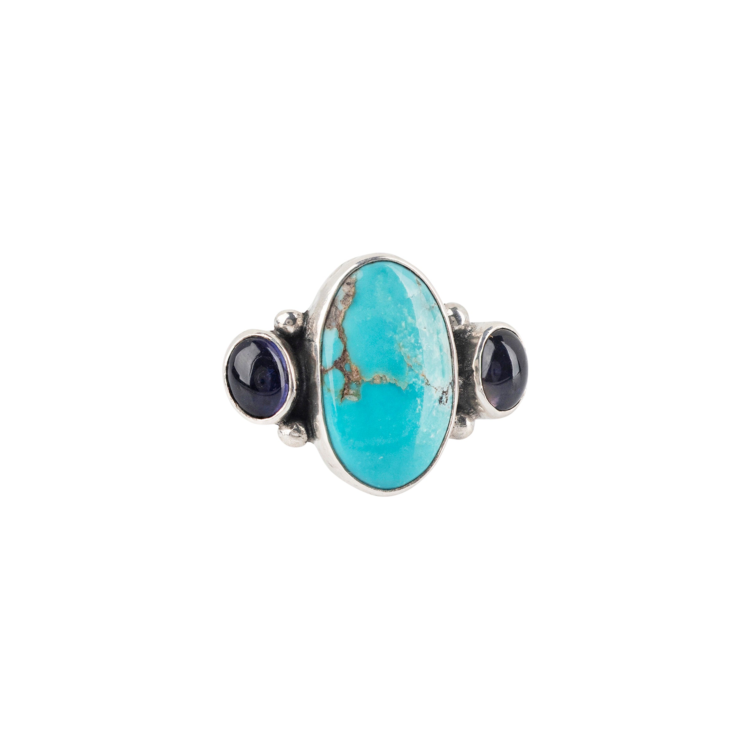 Nomad, ring, turquoise, iolite, sterling silver