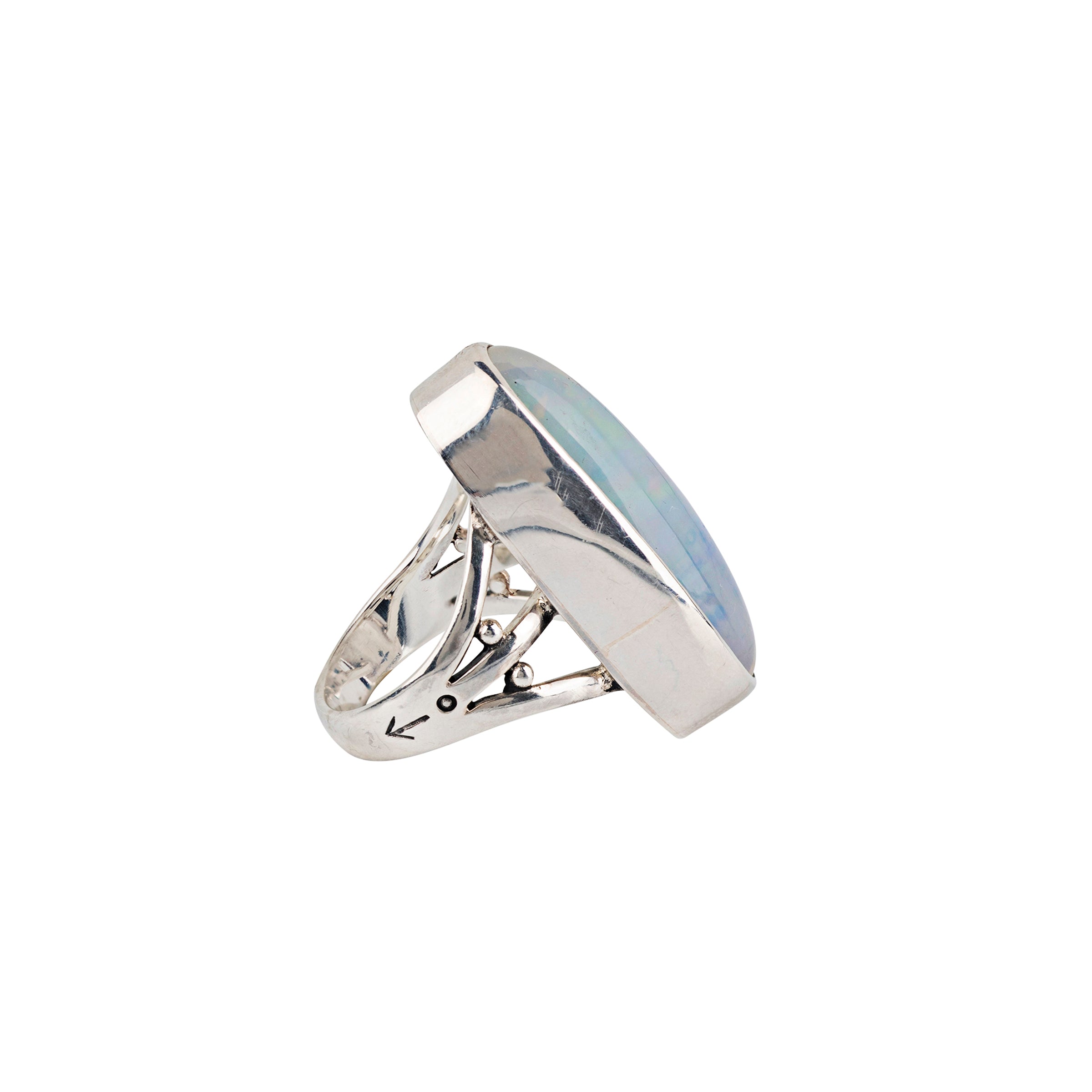 Nomad, ring, opal, sterling silver, split shank