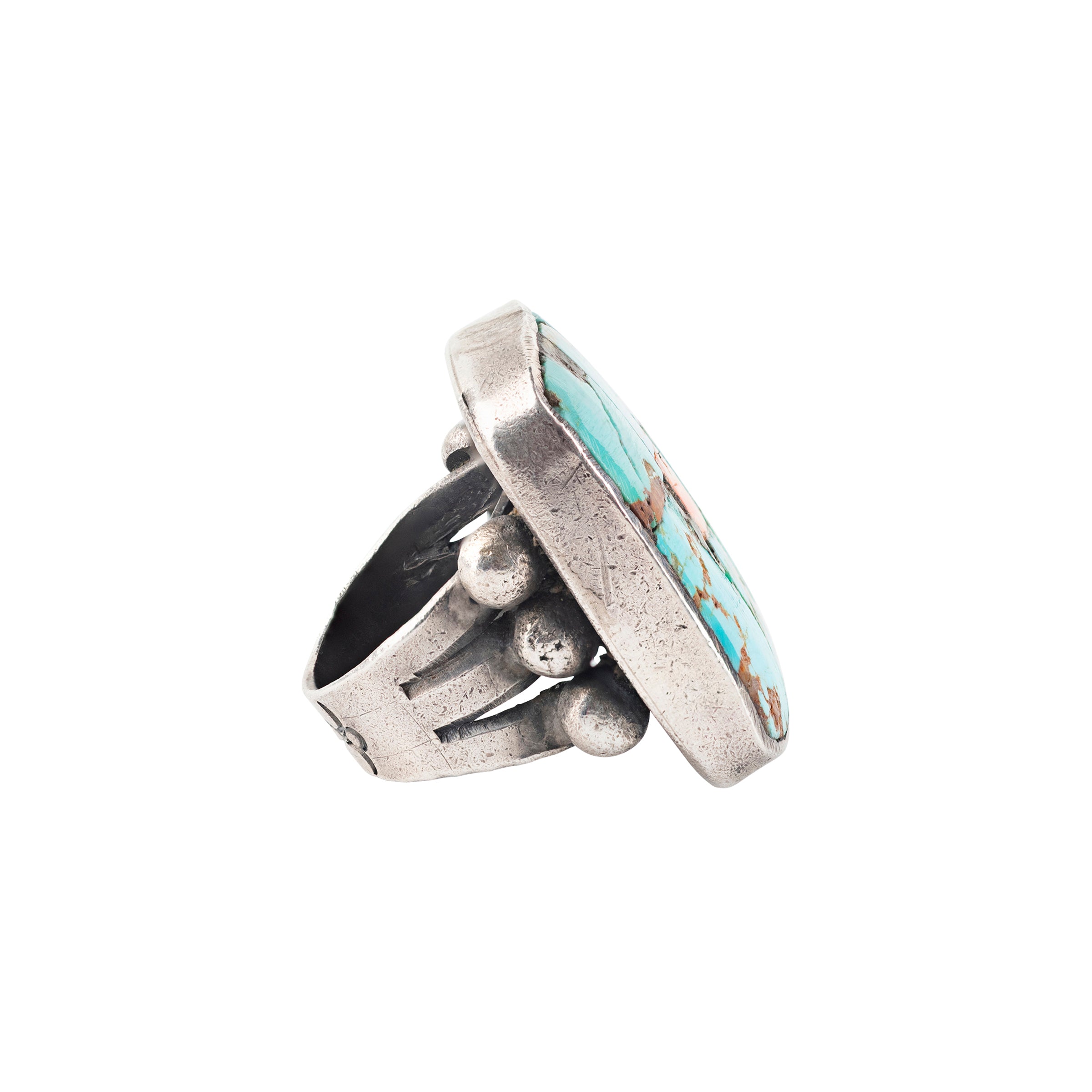Jock Favour Vista del Mar Ring (Size 10), coin silver, Fox turquoise, spiny oyster shell, artisan, made in USA, accessory