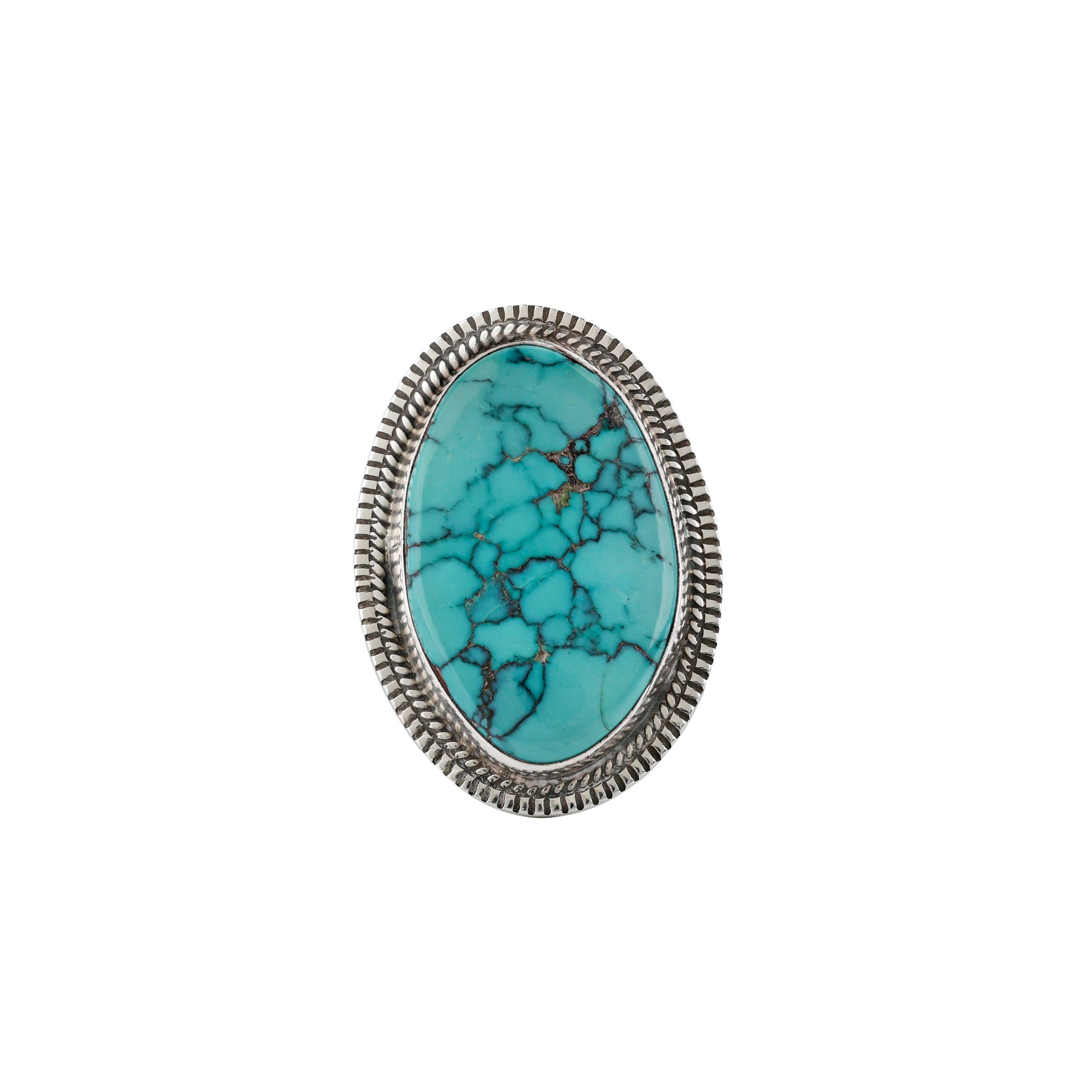 Vintage Navajo Foundation Ring (c.1980's) (Size 9), native, sterling silver, #8 turquoise, A.Platero