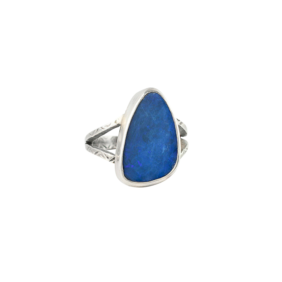 Sterling Silver and Opal Ring with Textured band
