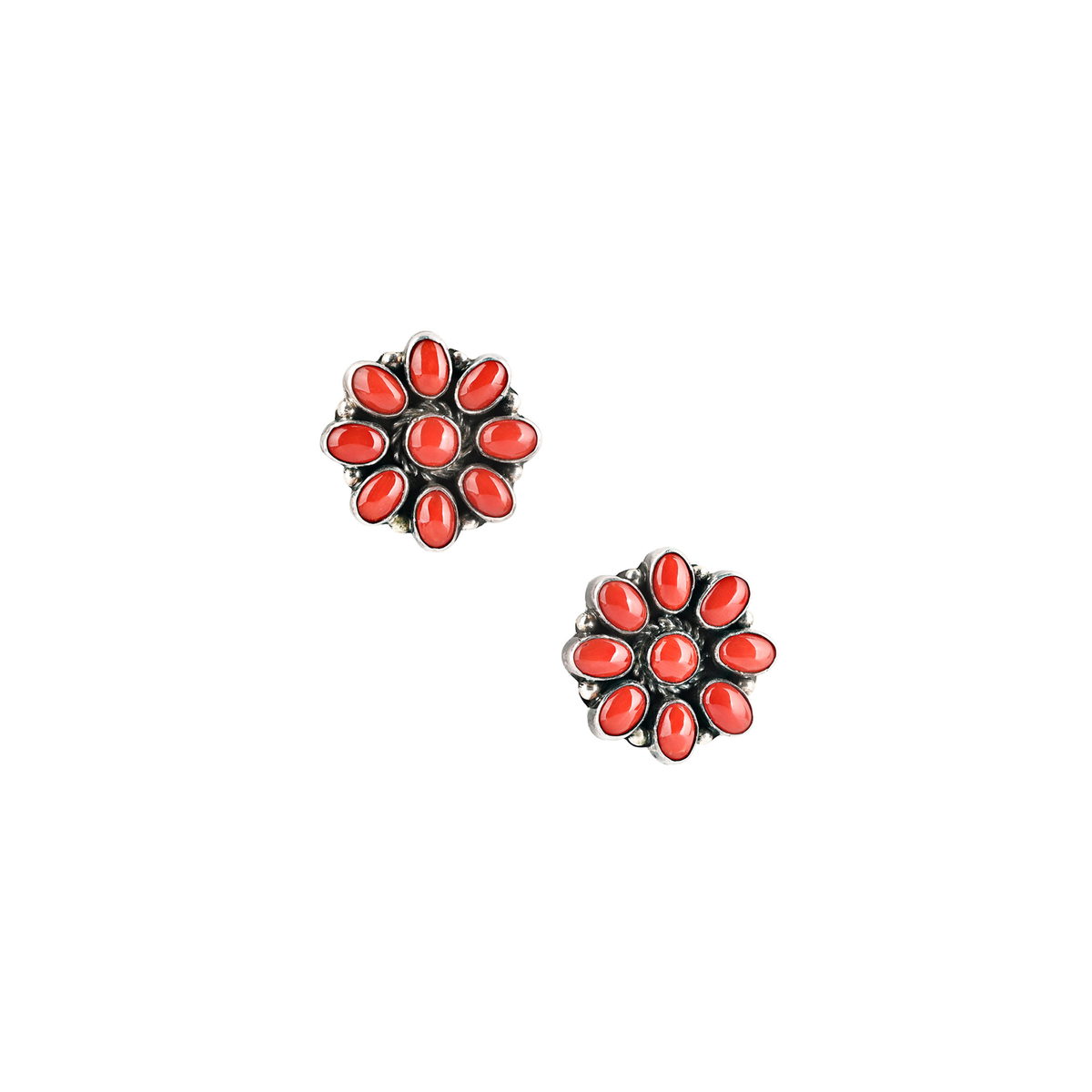 Vintage Floral Coral Earrings