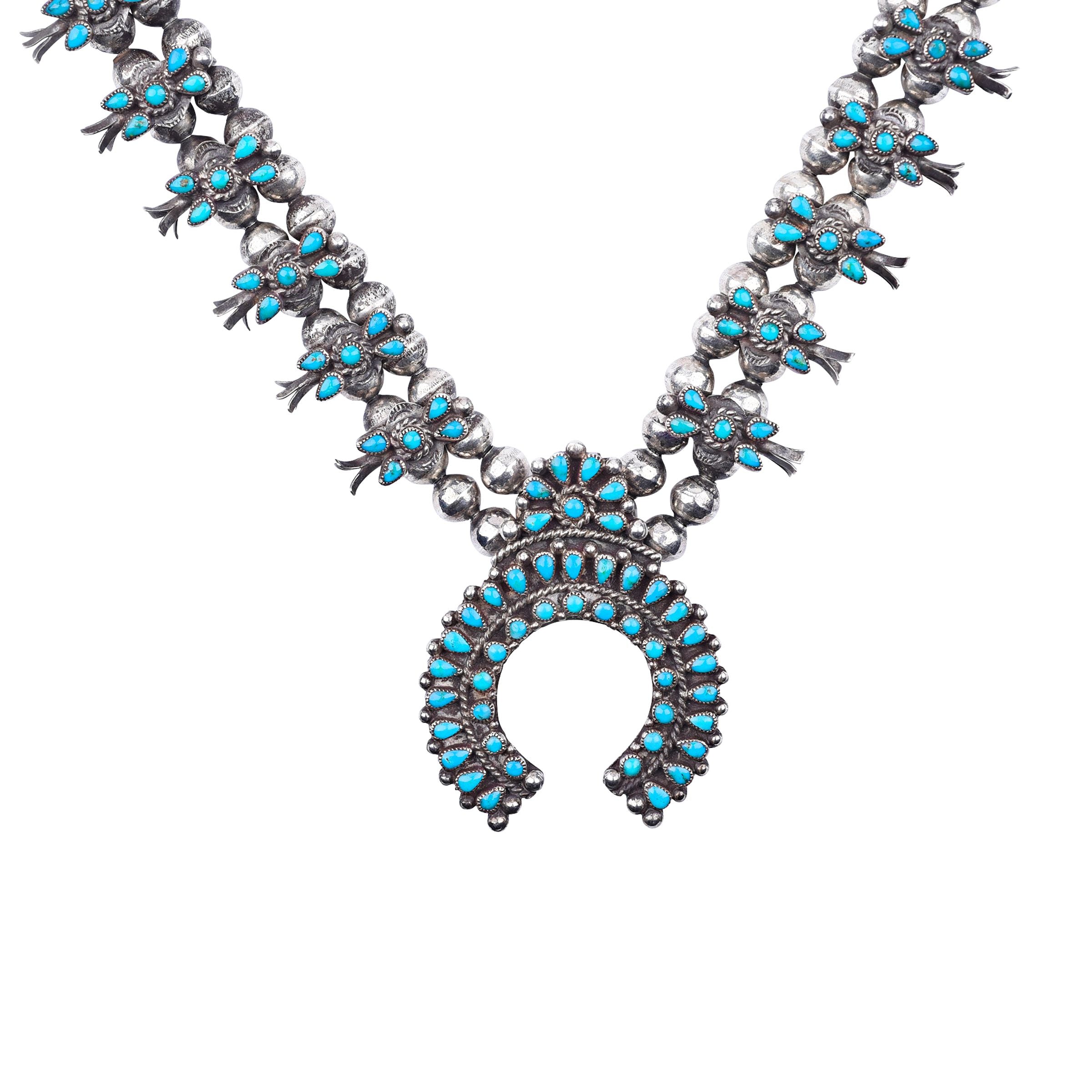 Vintage Zuni Squash Blossom Necklace