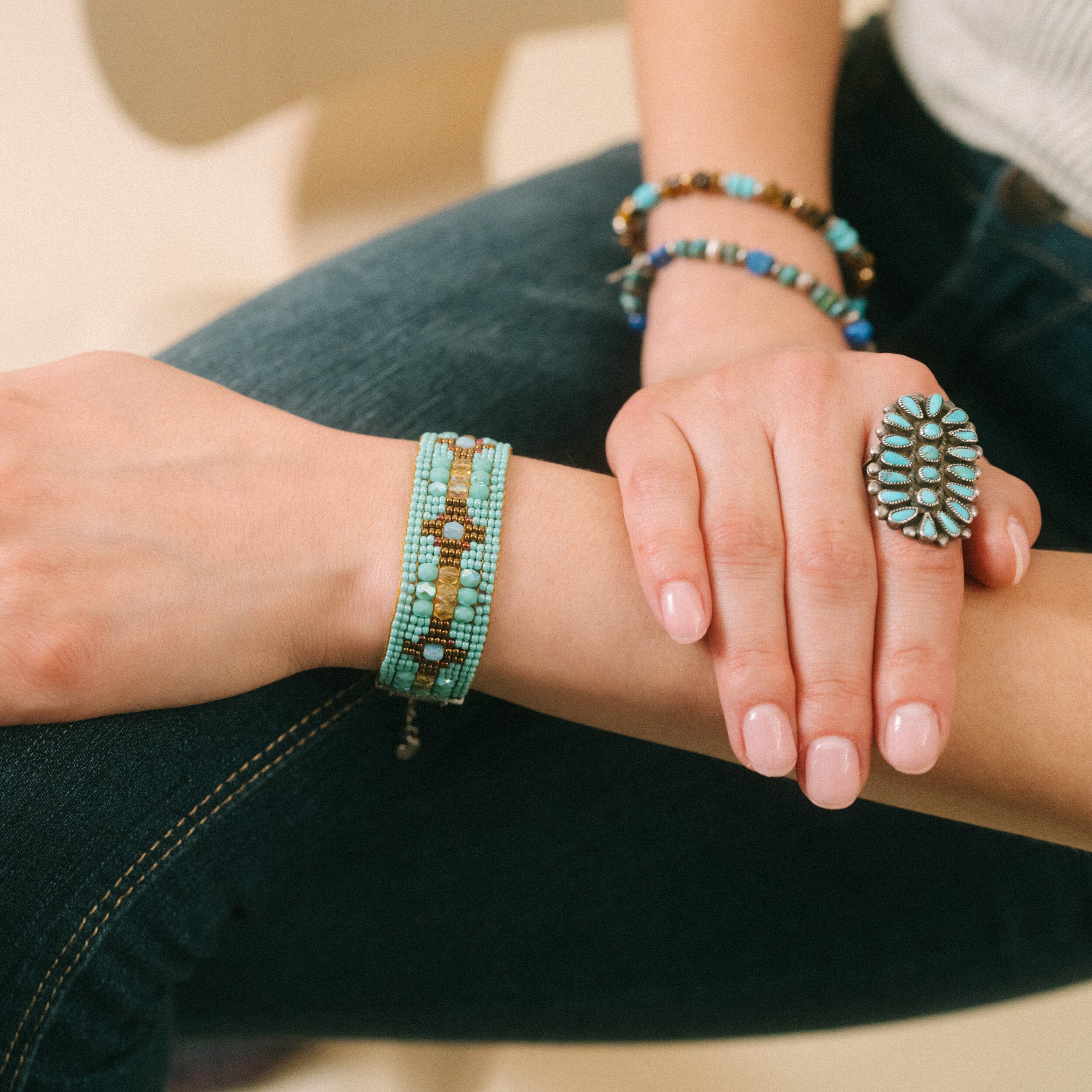 Chili Rose Turquoise Cross Bracelet