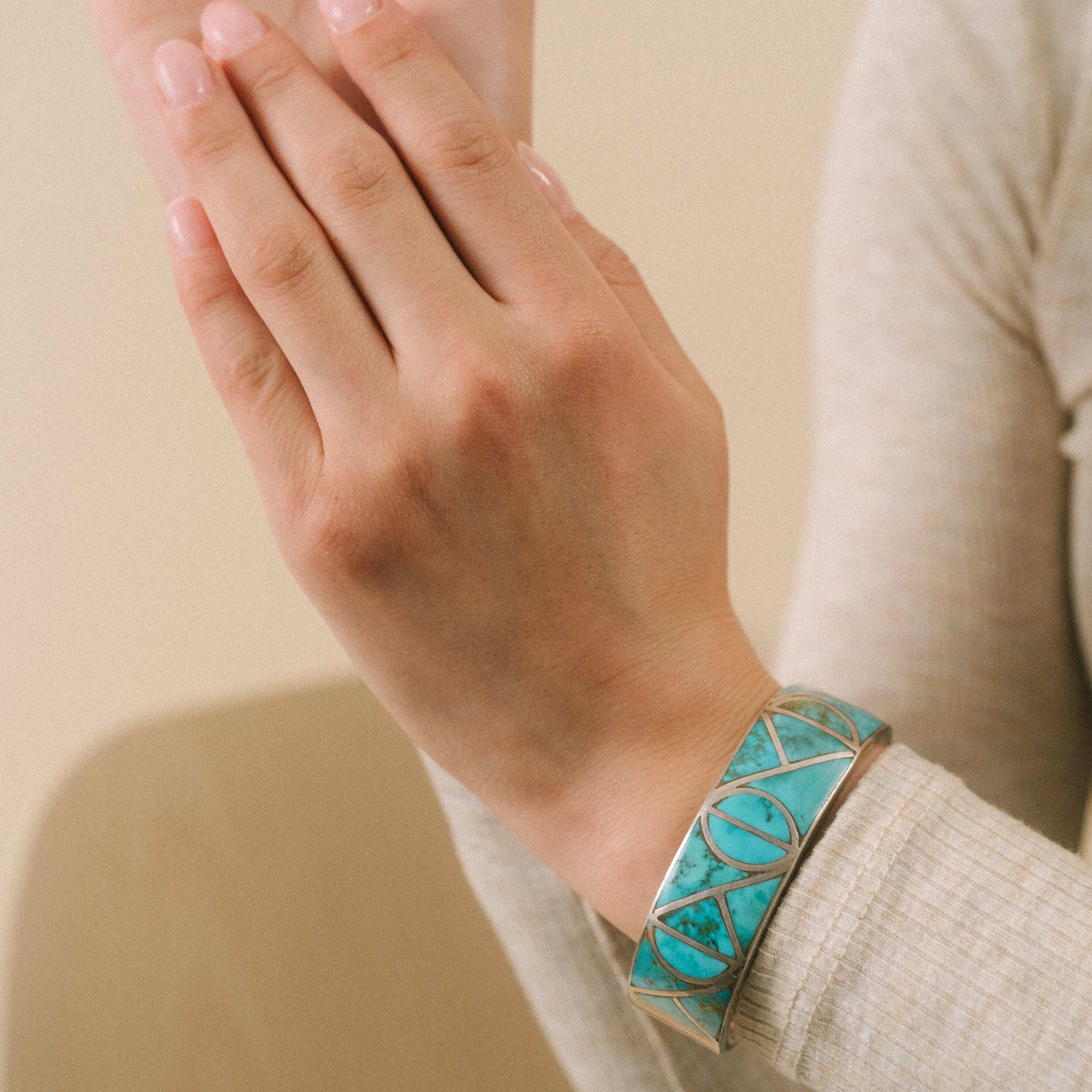 Vintage Zuni Turquoise Inlay Cuff, c. 1950's