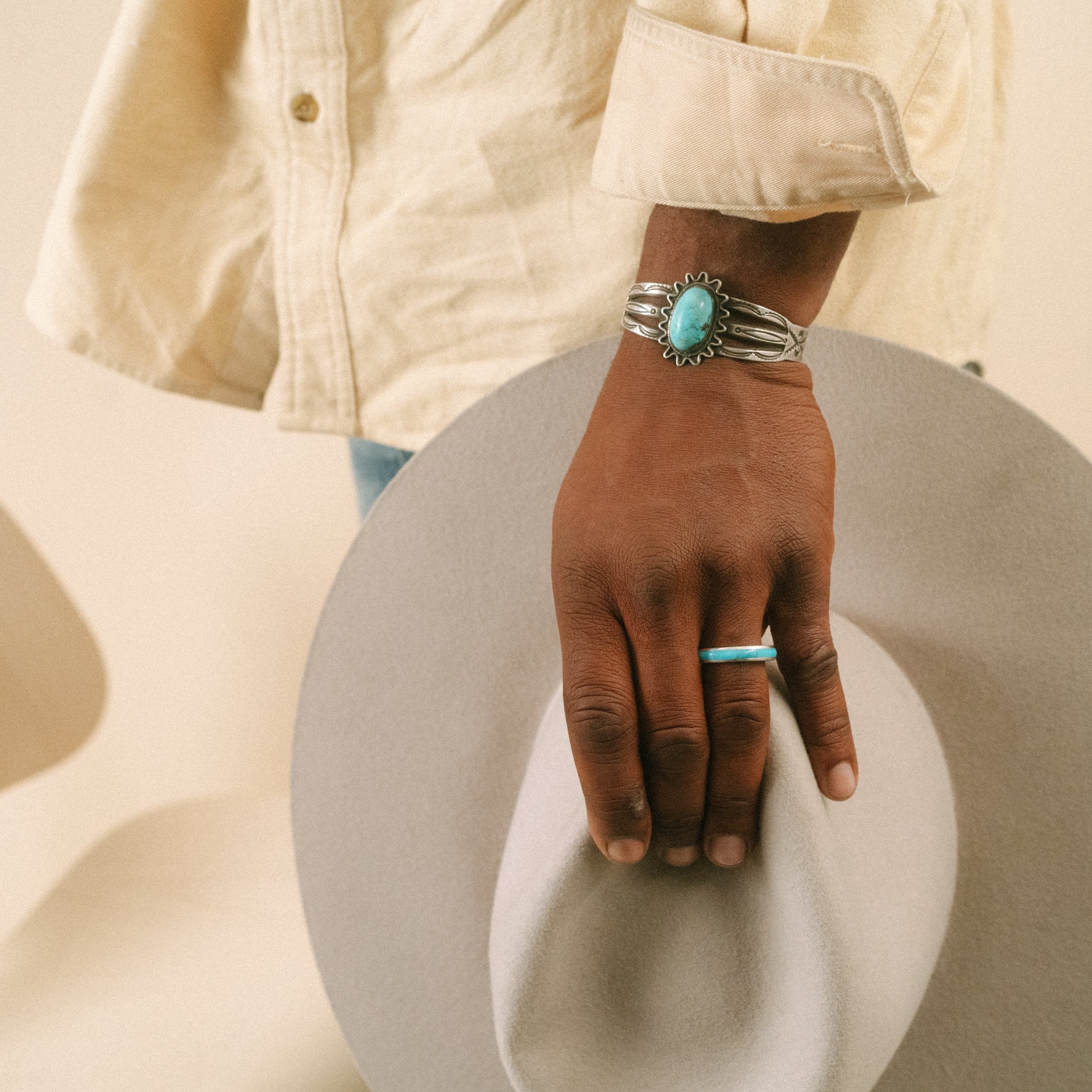 Vintage Split Shank Turquoise Cuff, C. 1940's