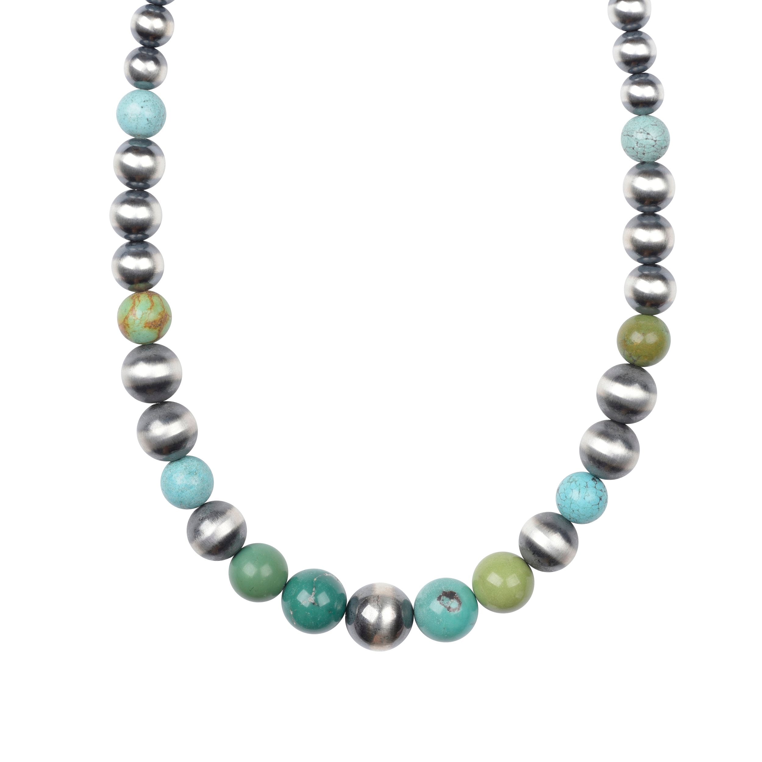 Graduated Desert Pearl And Turquoise Necklace