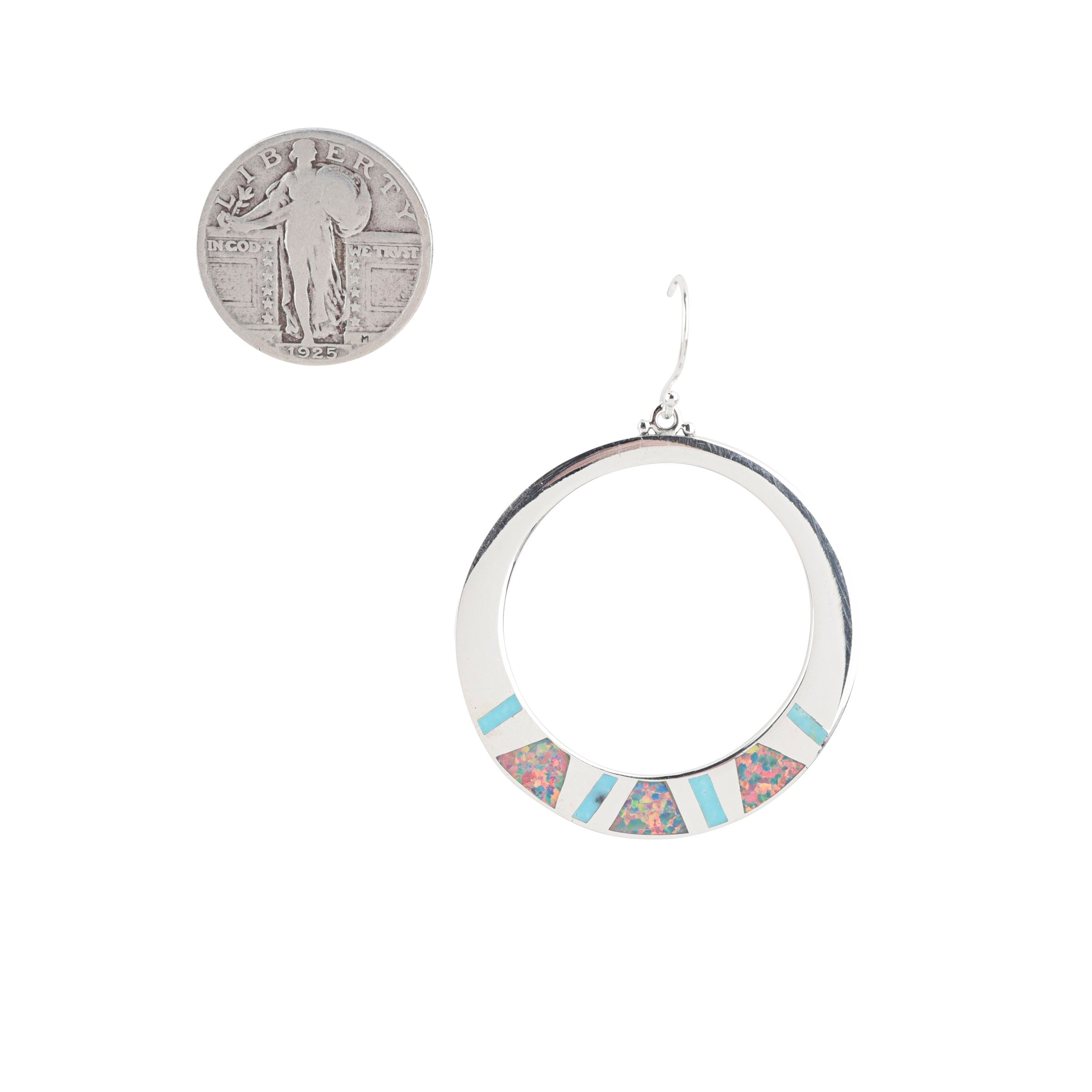 Inlay Silver Hoop Earring