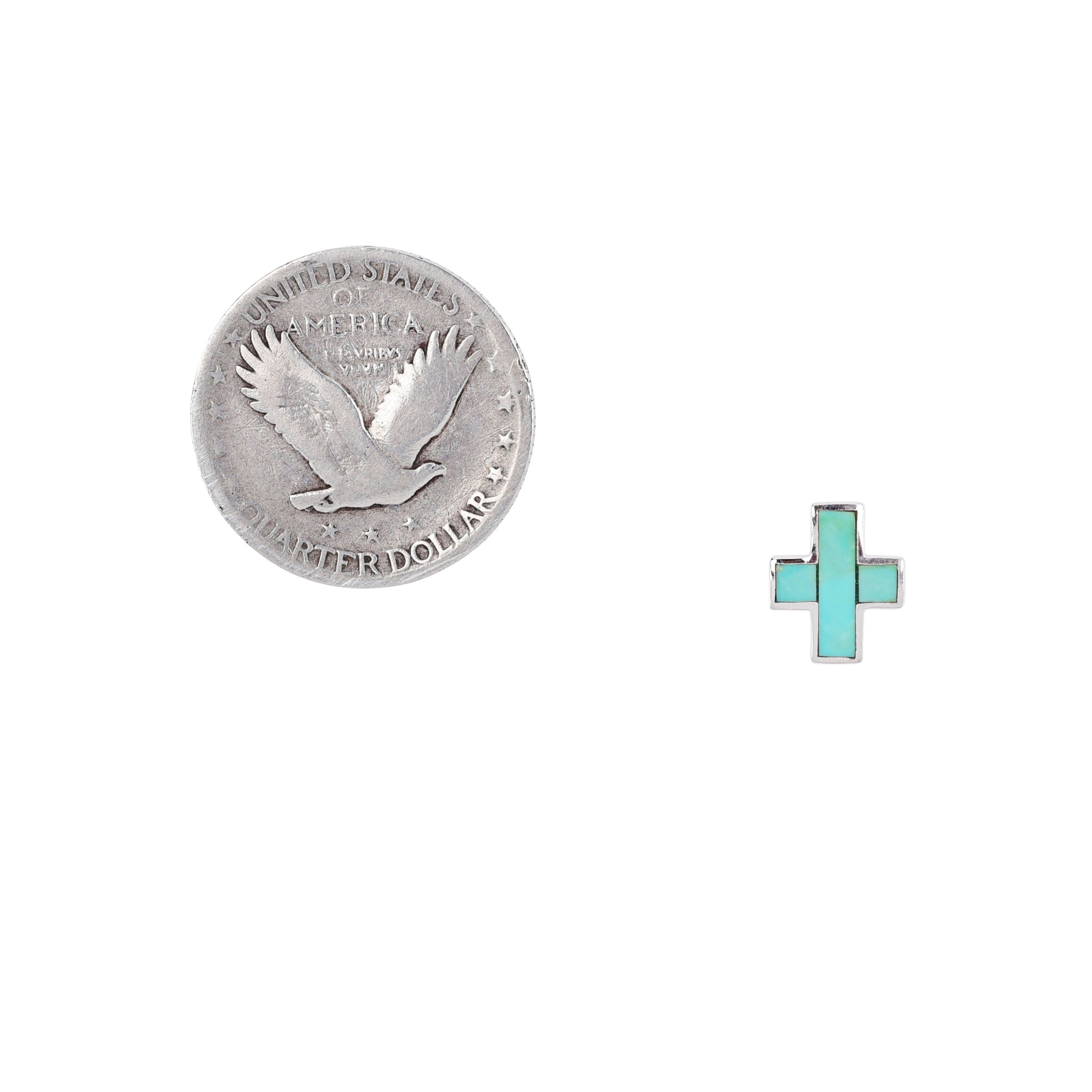 Cross Stud Earrings - Turquoise