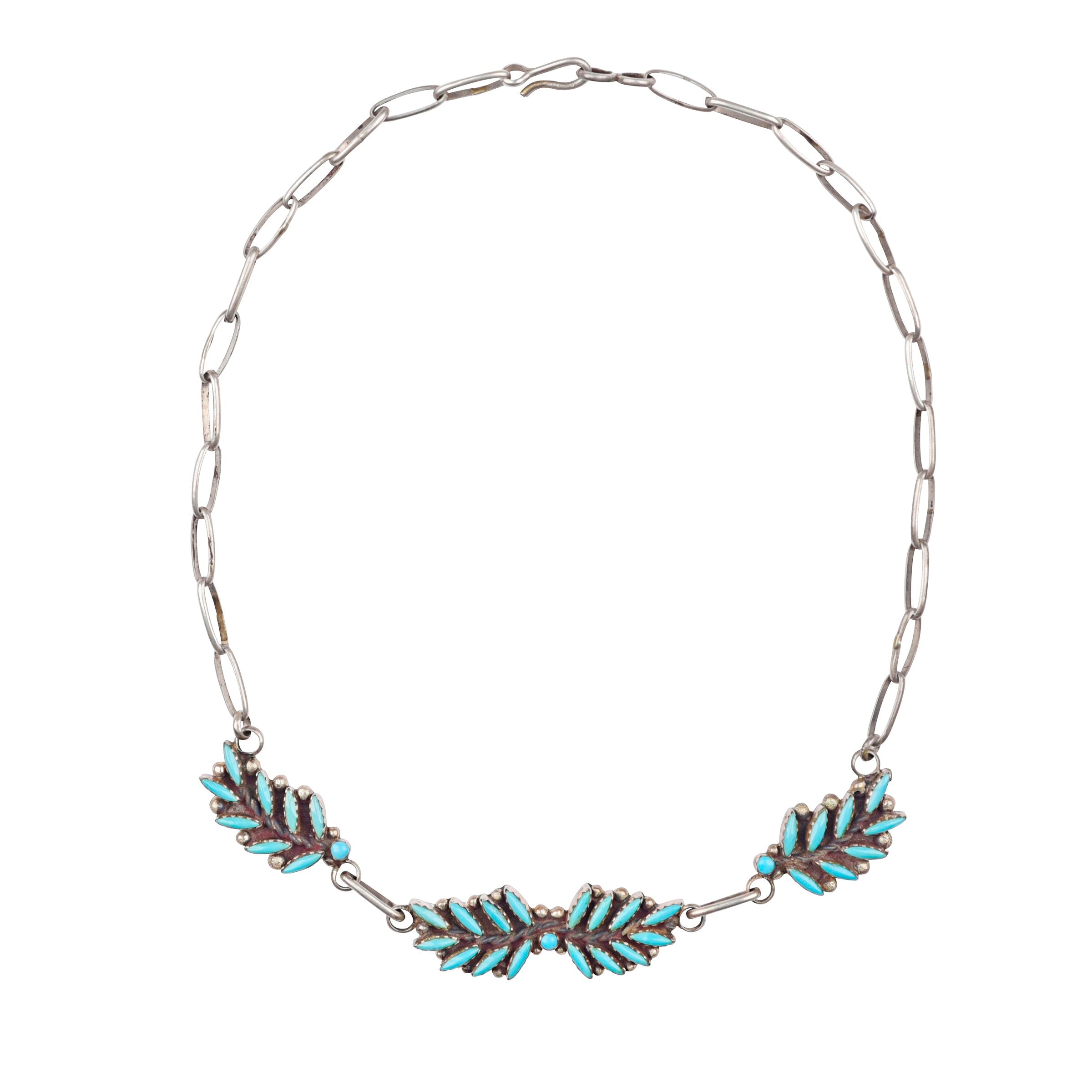 Vintage Petit Point Leaf Necklace, c. 1950's