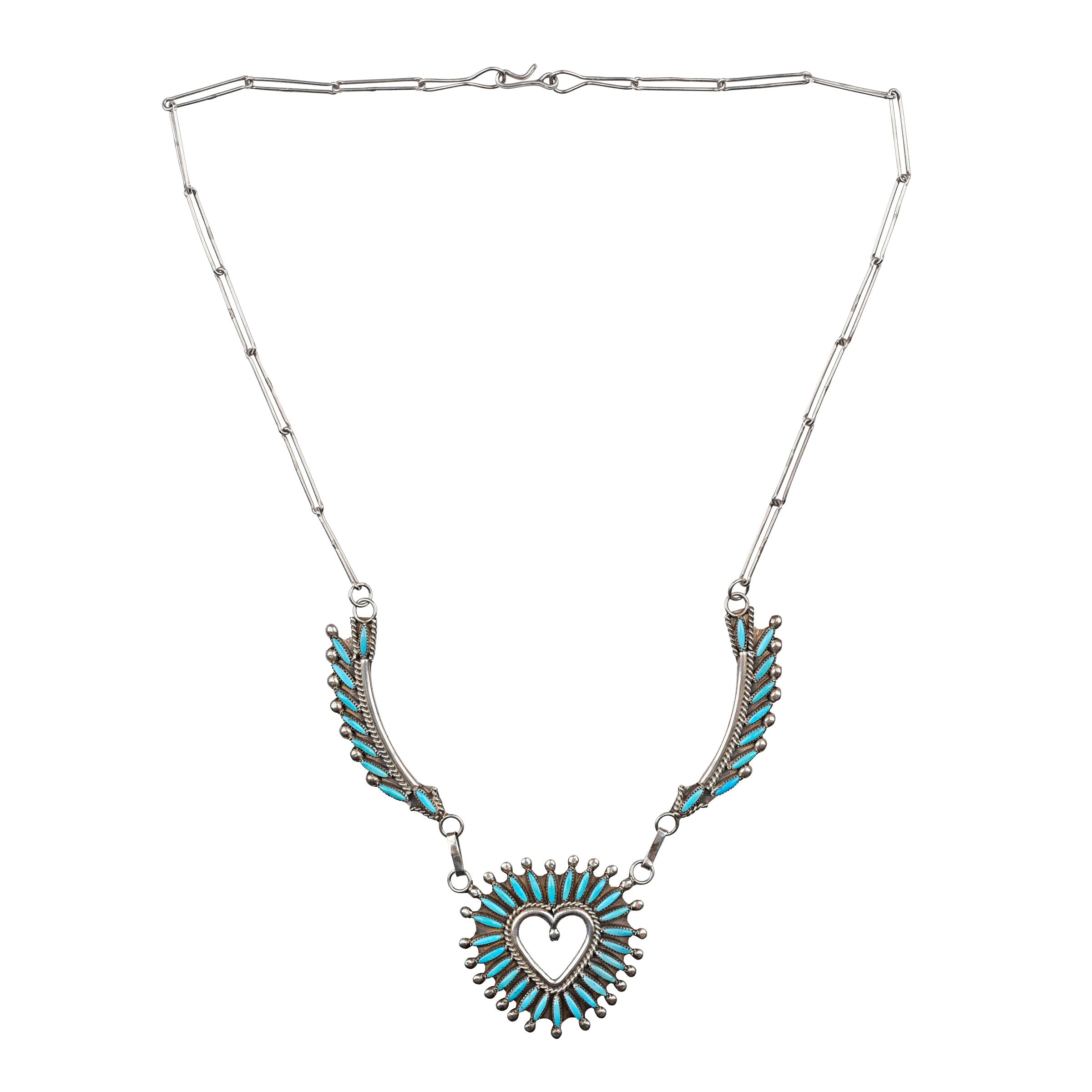 Vintage Petit Point Heart Necklace