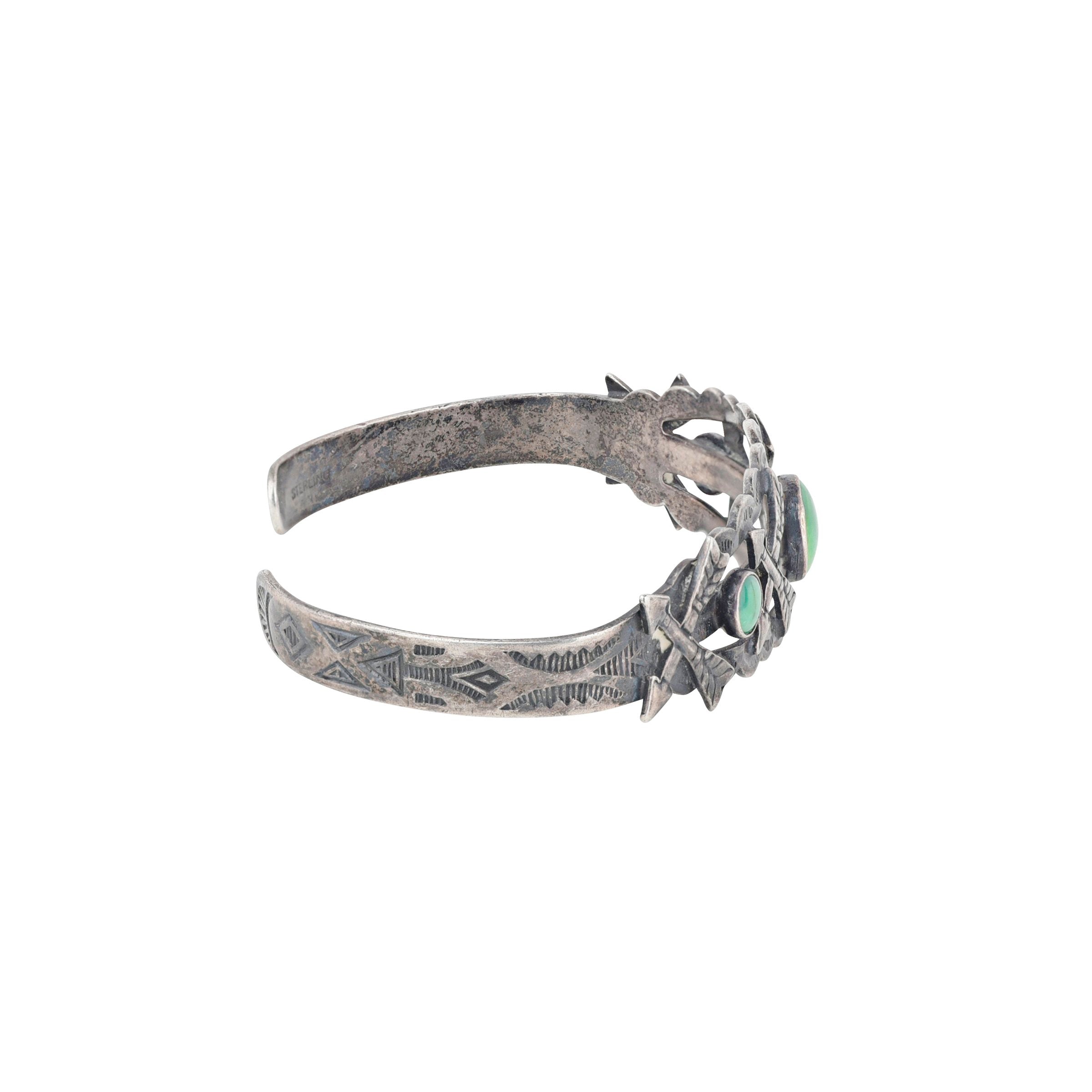 Vintage Fred Harvey Arrow Cuff, Cerillos turquoise, bracelet, native