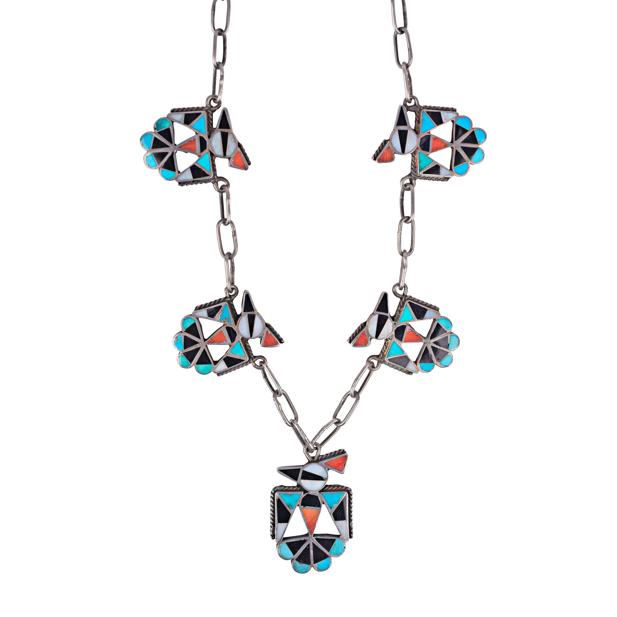 Vintage Zuni Thunderbird Necklace, c. 1950's
