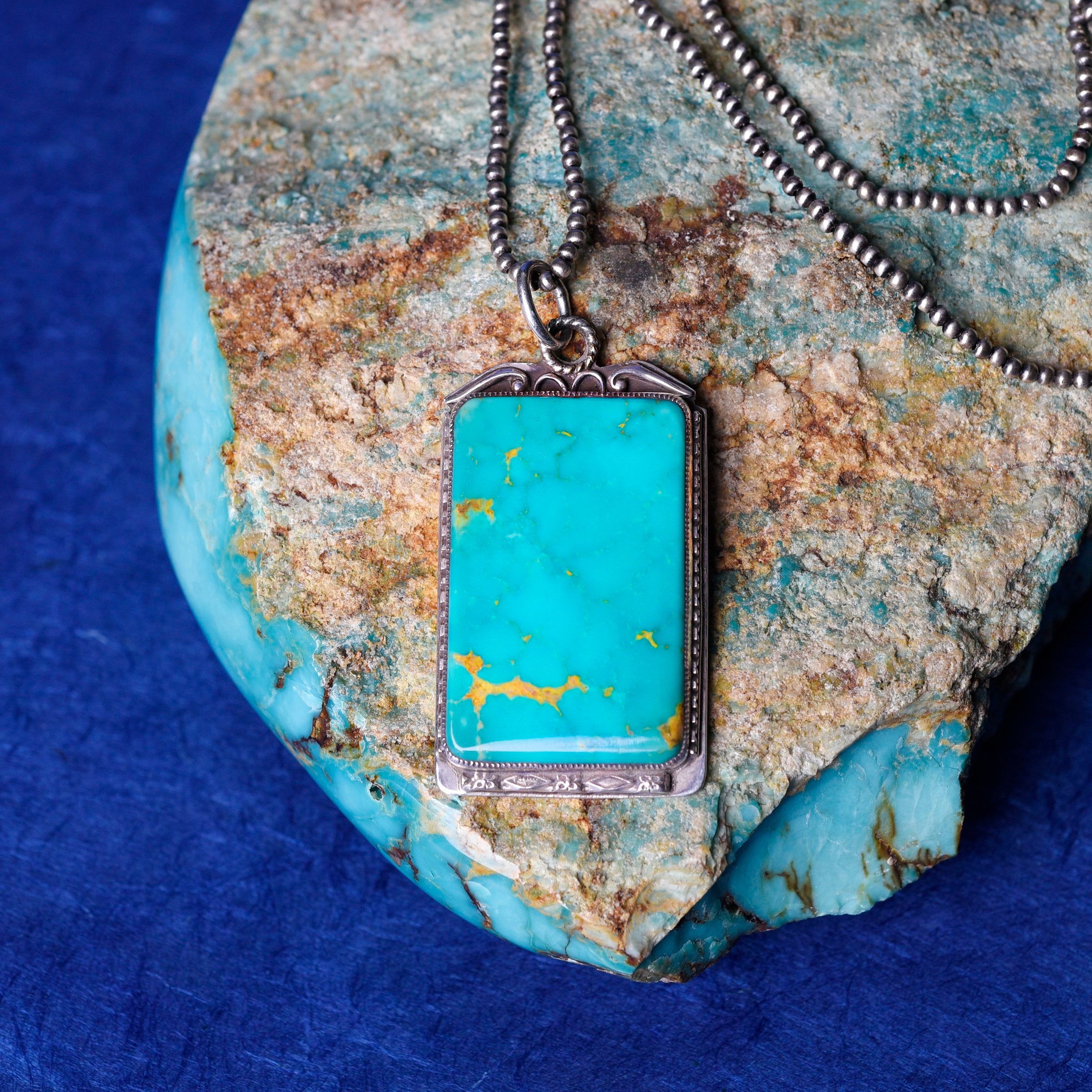 Aldrich Art Turquoise Dog Tag Necklace