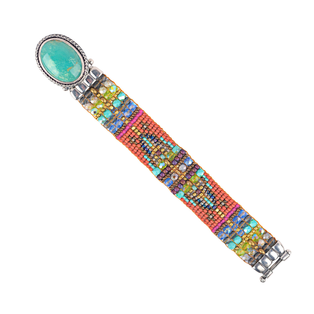 Peyote Bird by chili Rose Beaded Silver Watch-battery are not included Known as a “Battery Bird” Necklace, this style of jewelry  main image 4