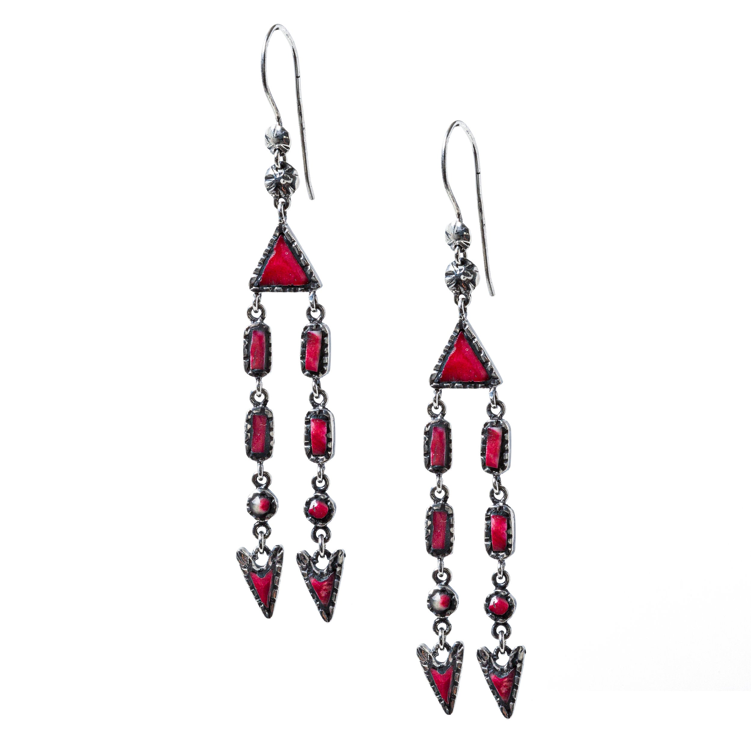 Red Coral Dangle Earrings
