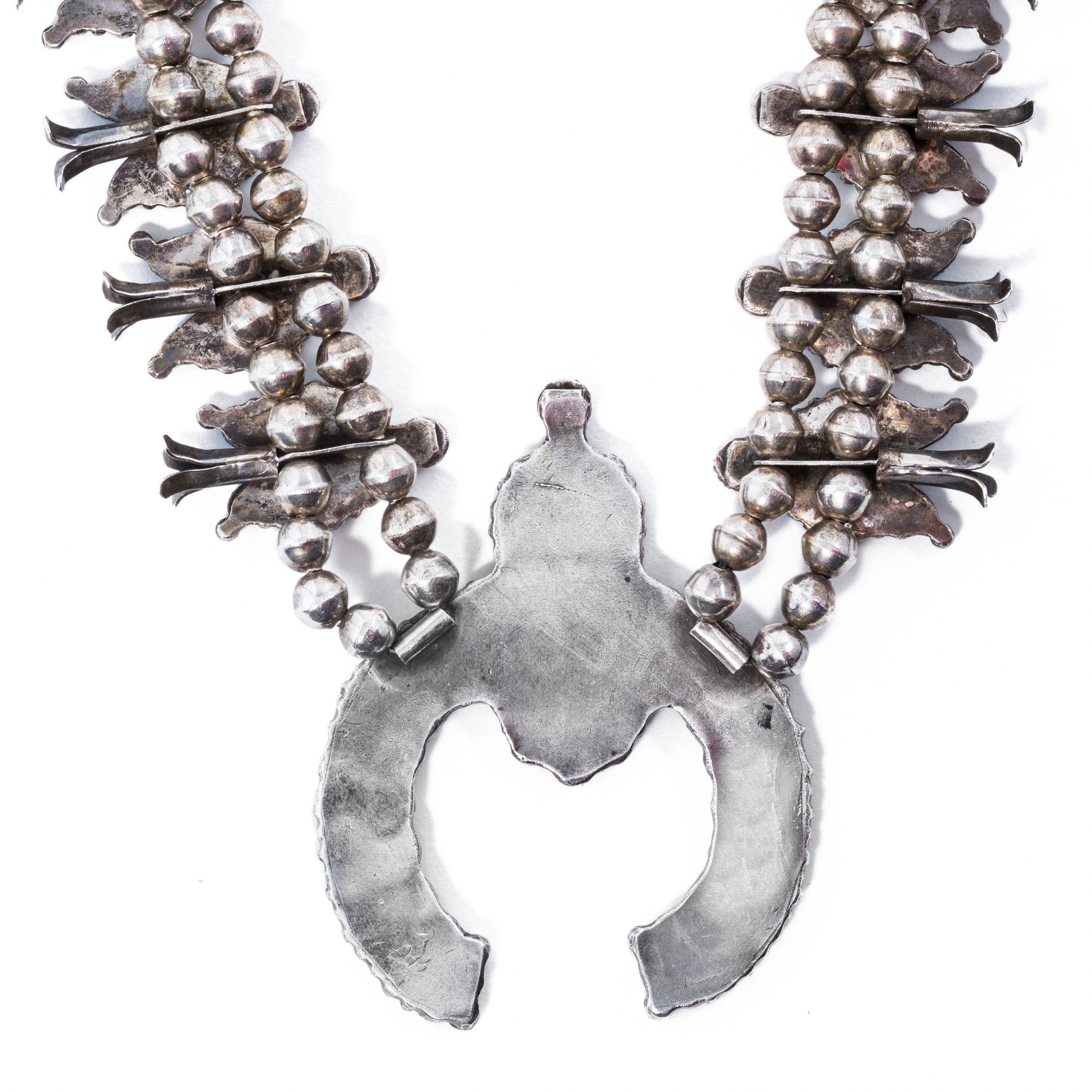 Vintage Zuni Morenci Turquoise Squash Blossom Necklace, c. 1940