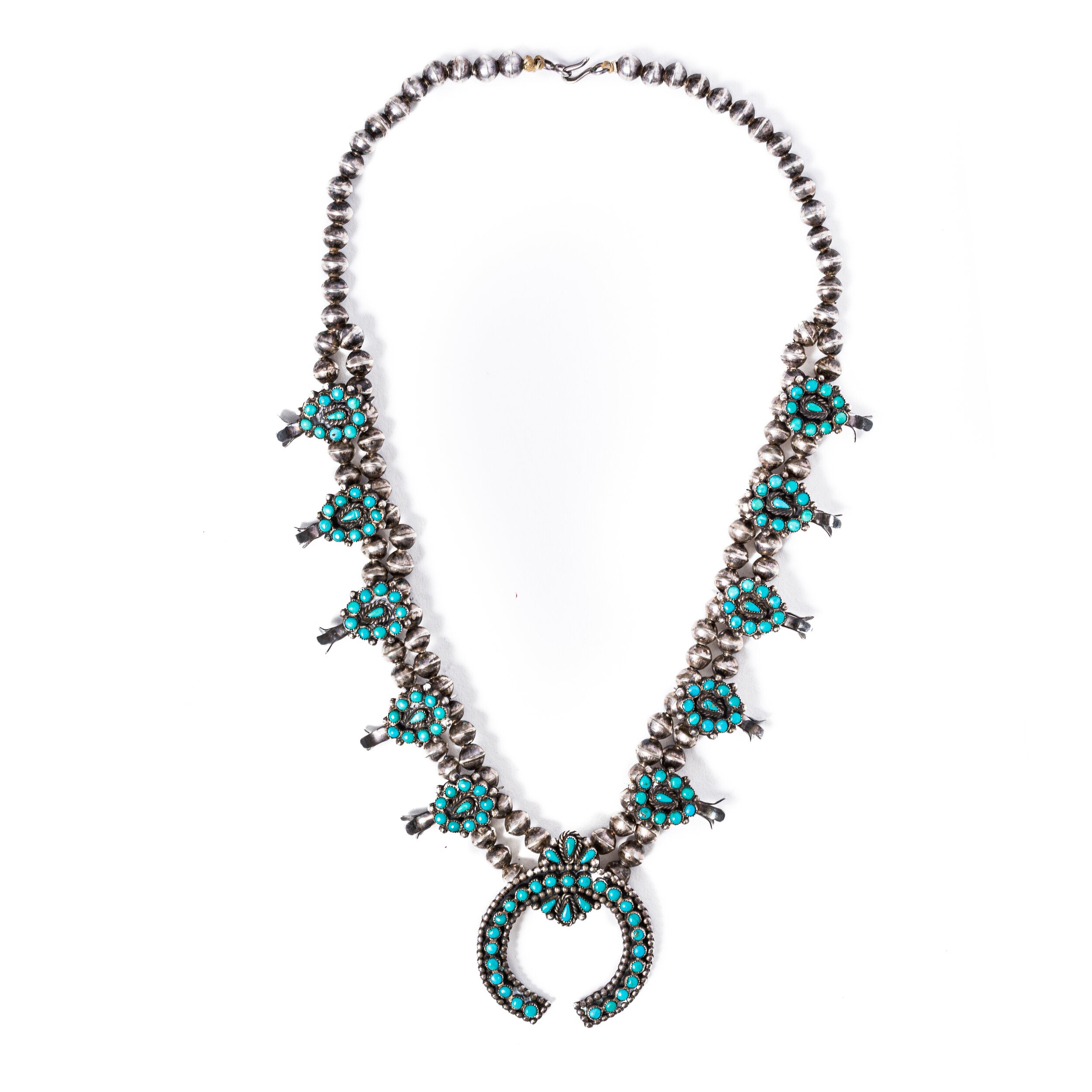 Vintage Zuni Squash Blossom Necklace, c. 1950