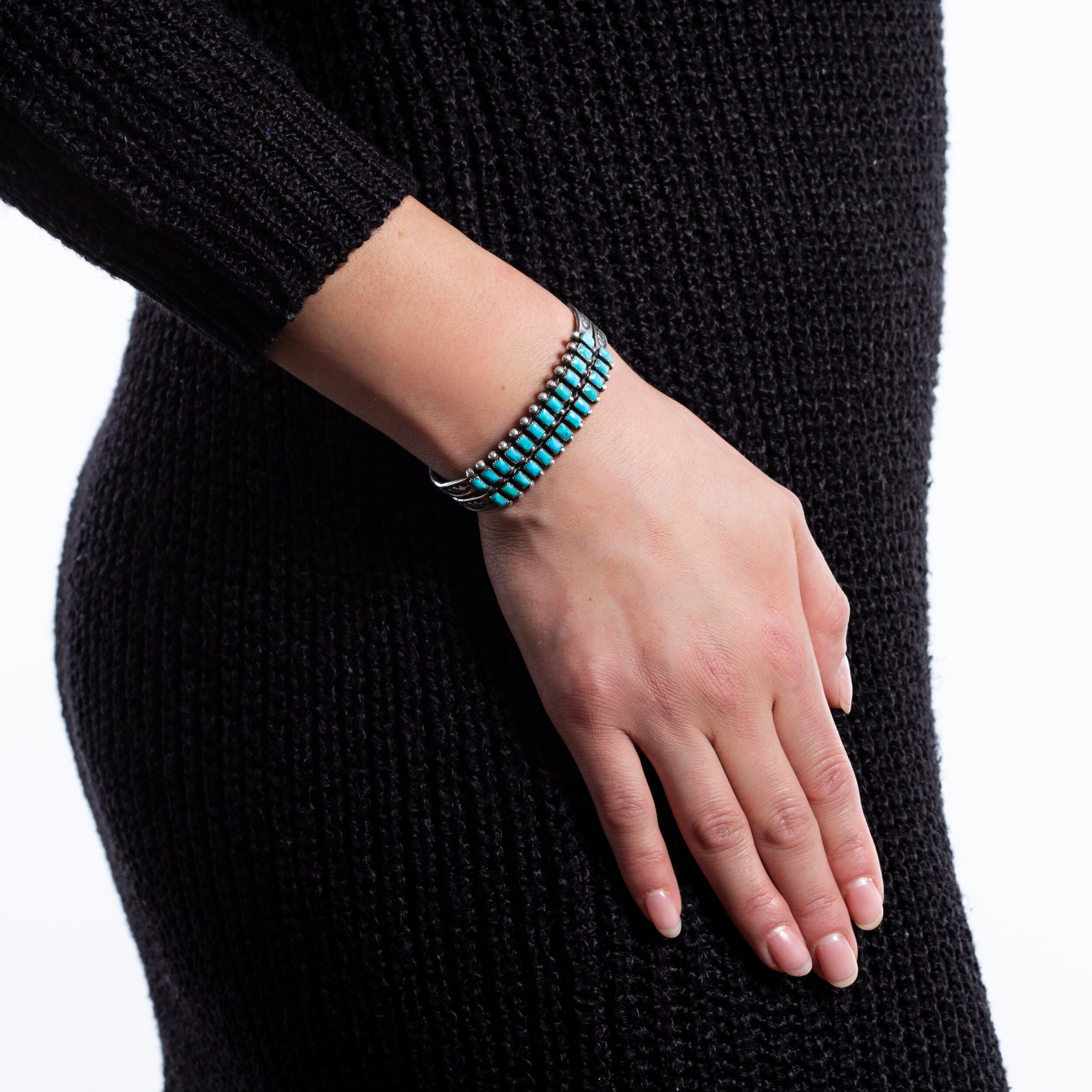 Vintage Zuni Turquoise Row Cuff, c. 1950