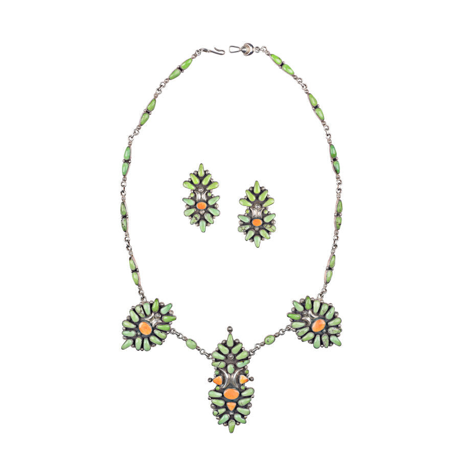 Jenni Vicente Damali Turquoise and Spondylus Shell Necklace and Earring Set