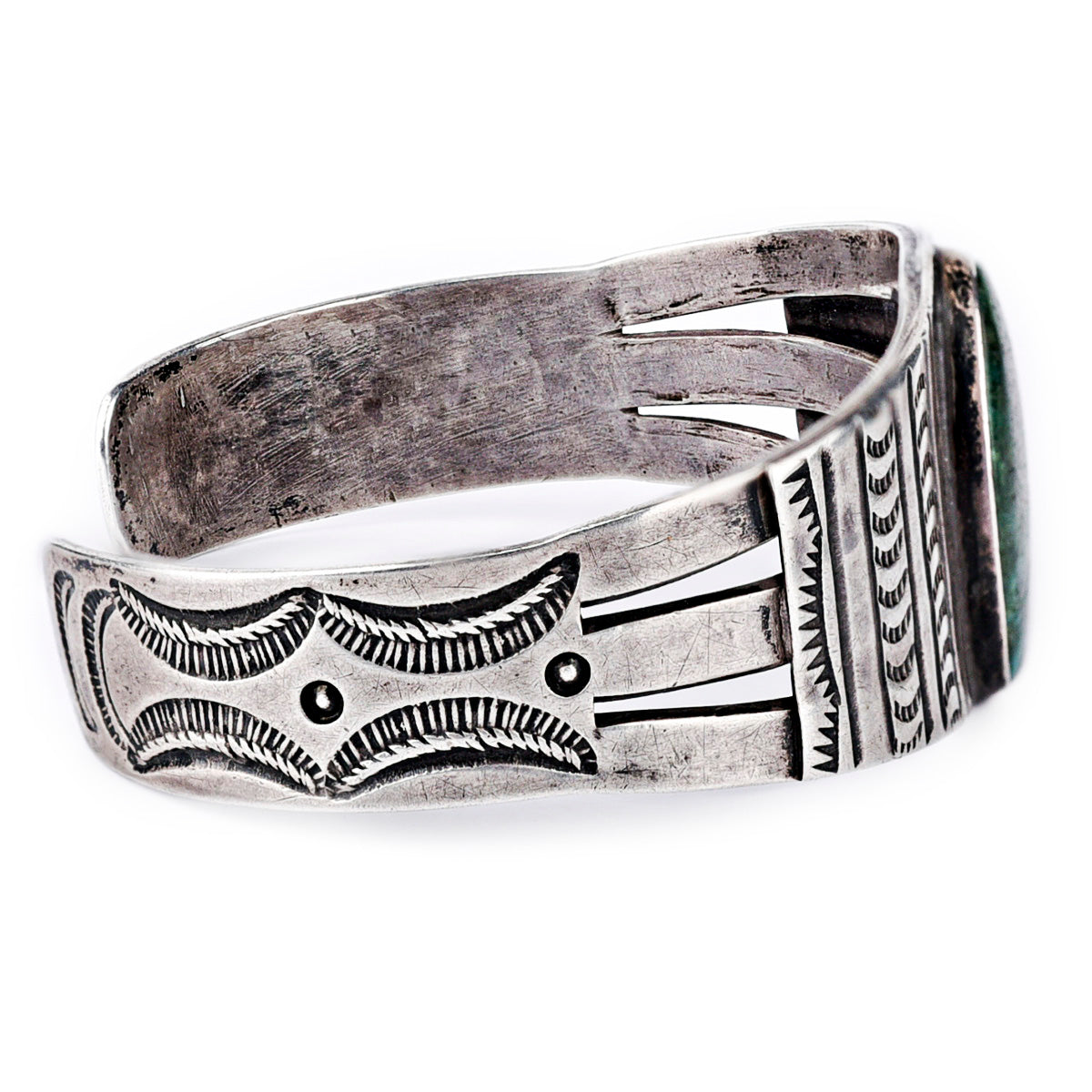 Vintage 1920's Stamped Cuff with Green Turquoise