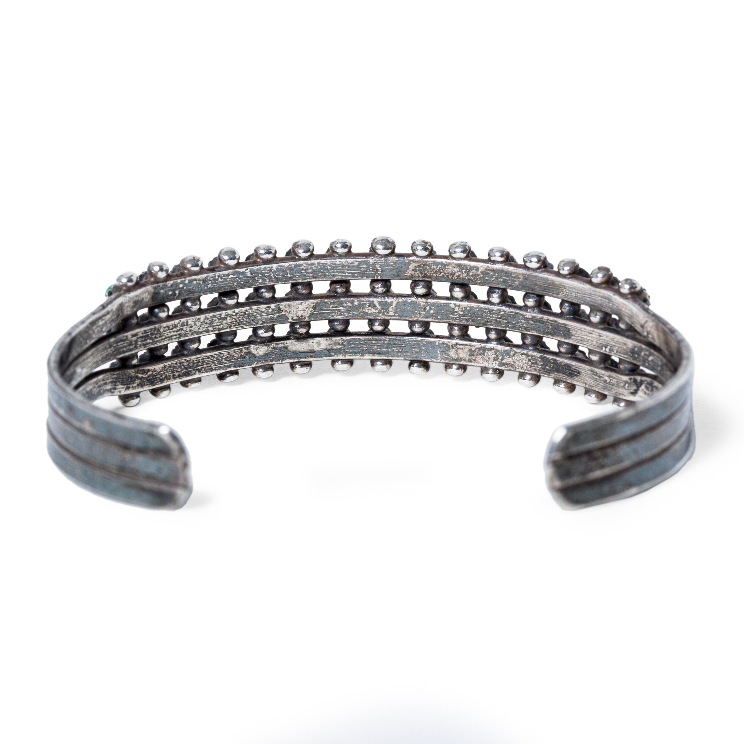 Vintage Zuni Sawtooth Bezel Three Row Cuff, c. 1930's