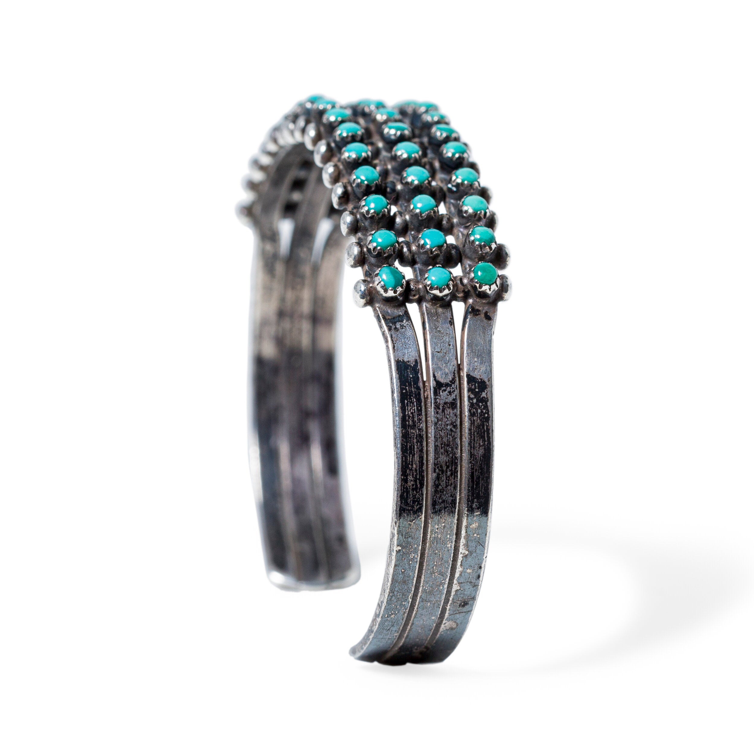 Vintage Zuni Sawtooth Bezel Three Row Cuff, c. 1930's