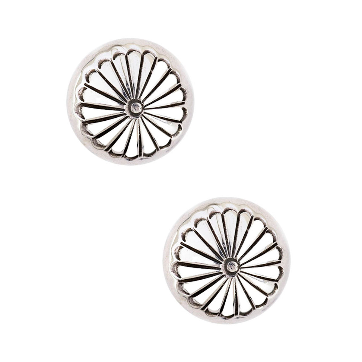 Marie Yazzie Concho Earrings, native, sterling silver, made in USA, accessory