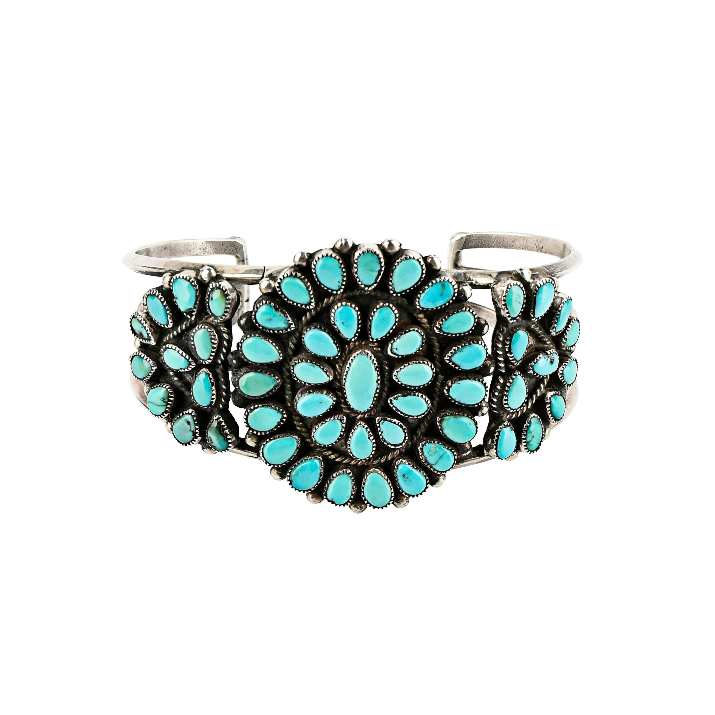 Vintage Zuni Three Panel Turquoise Cuff, c. 1950's