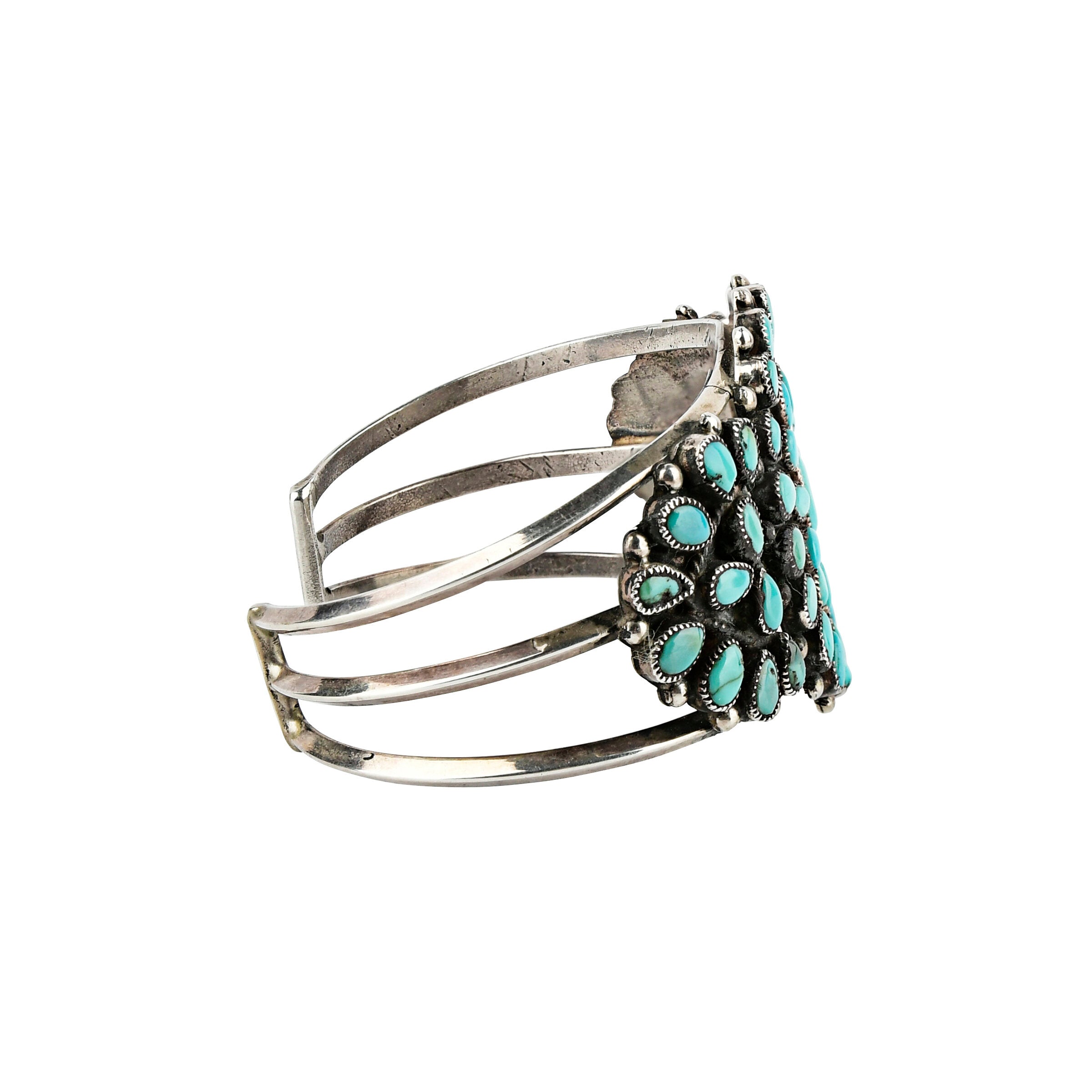 Vintage Zuni Three Panel Turquoise Cuff, c. 1950's